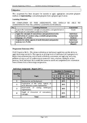 CCP Assignment Report Chong YU XUAN TP070617 - Module Concurrent ...