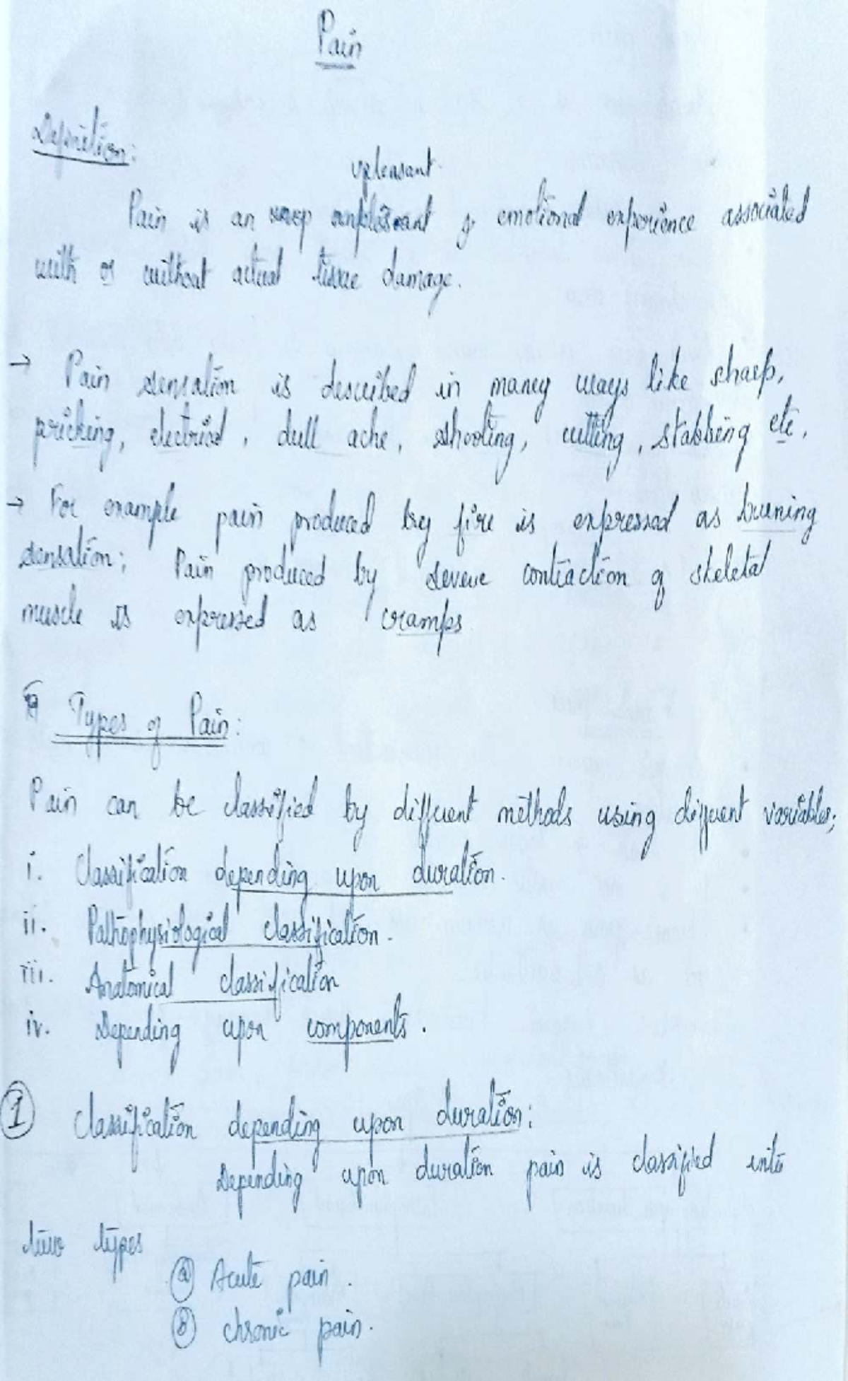 Pain Types and Physiology Notes - Course Code: UAL101 - Studocu