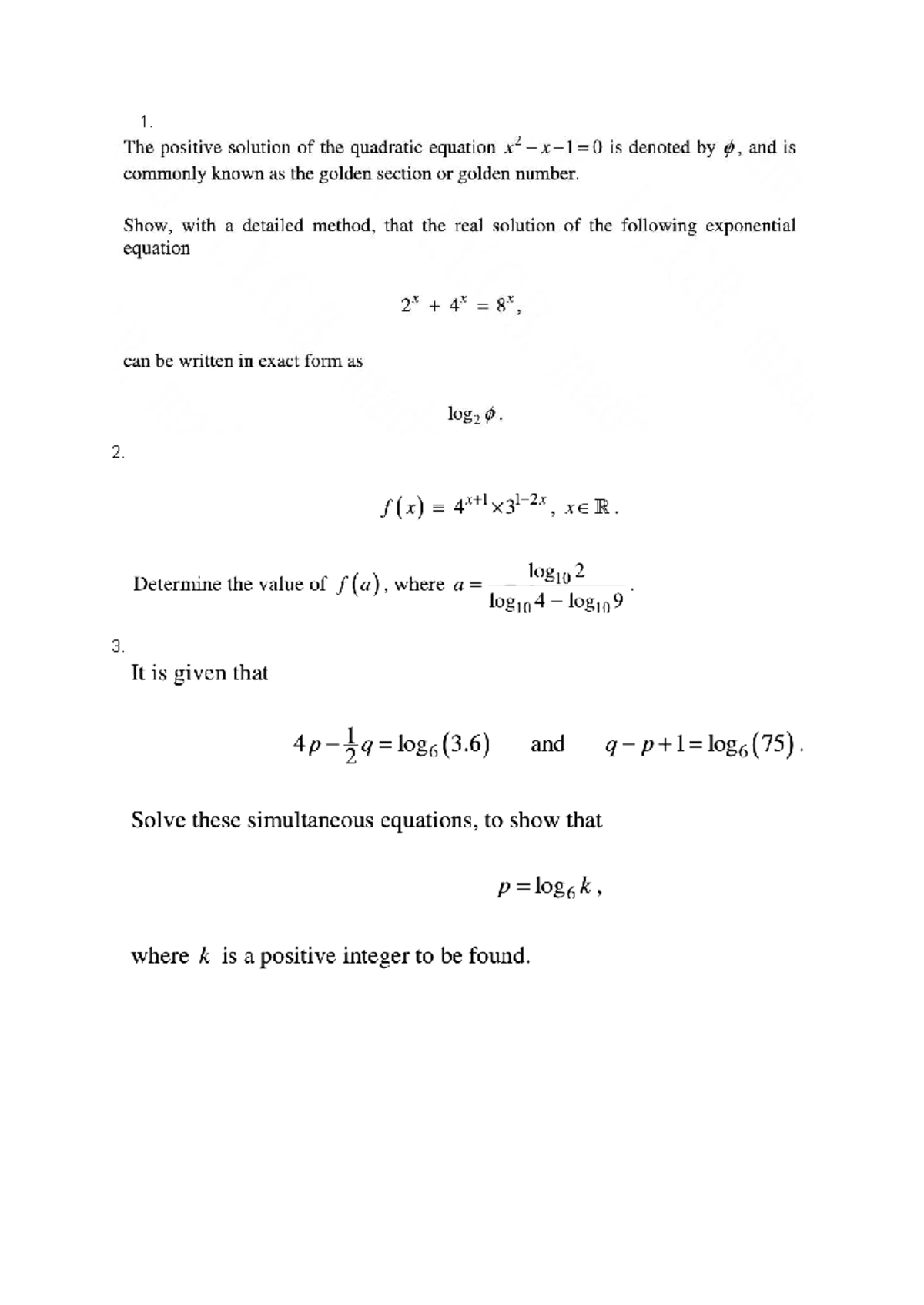 Logs CW -2: Detailed Worksheets on Logarithmic Equations - Studocu