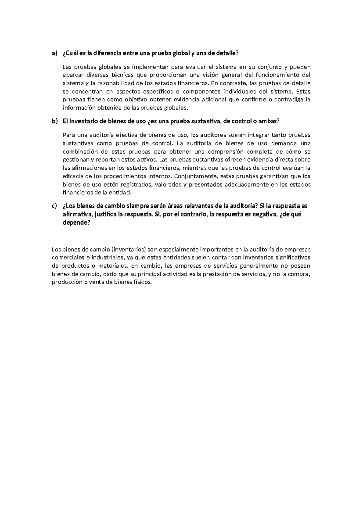 TP3 - Auditoría 1 012: Pruebas Globales vs. de Detalle en Auditoría - Document Preview