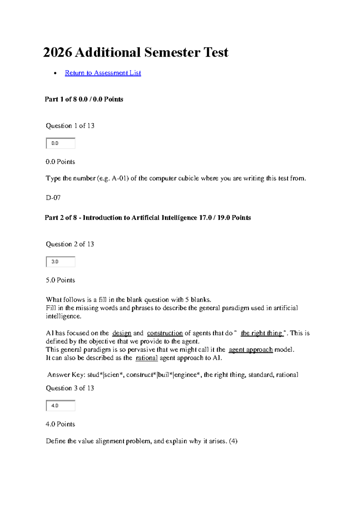 2026 Additional Semester Test: AI Concepts & Problem Solving - Studocu