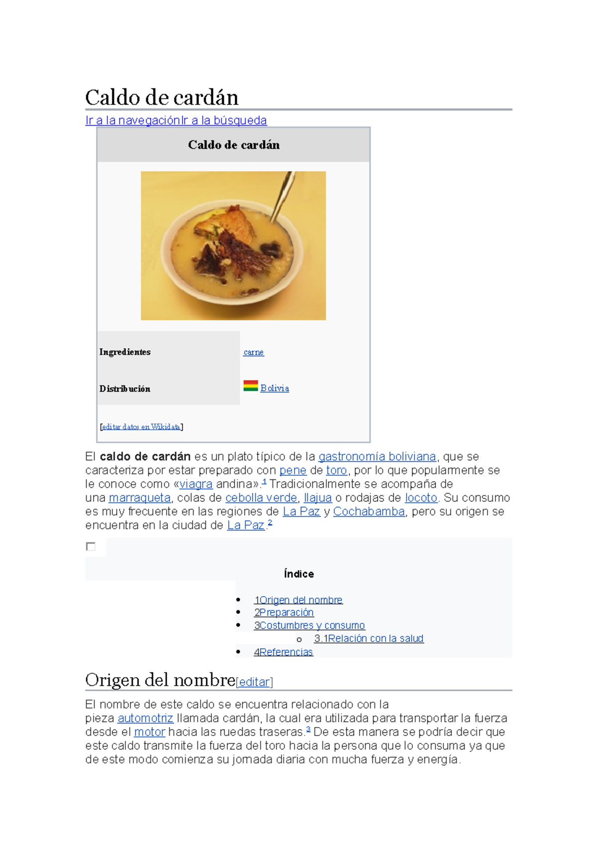 Caldo de Cardán: Tradiciones y Preparación de la Gastronomía Boliviana -  Studocu