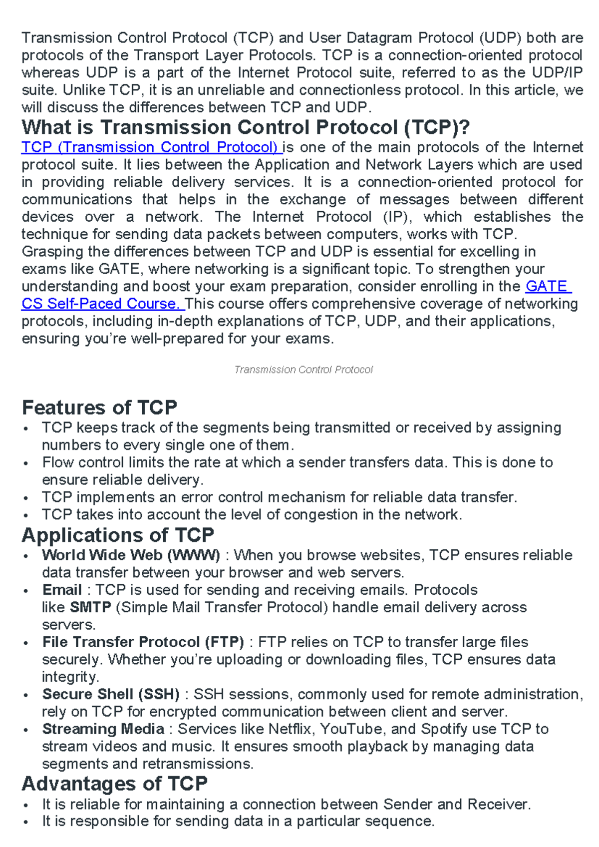 Adv CN - cn notes - ####### Transmission Control Protocol (TCP) and ...