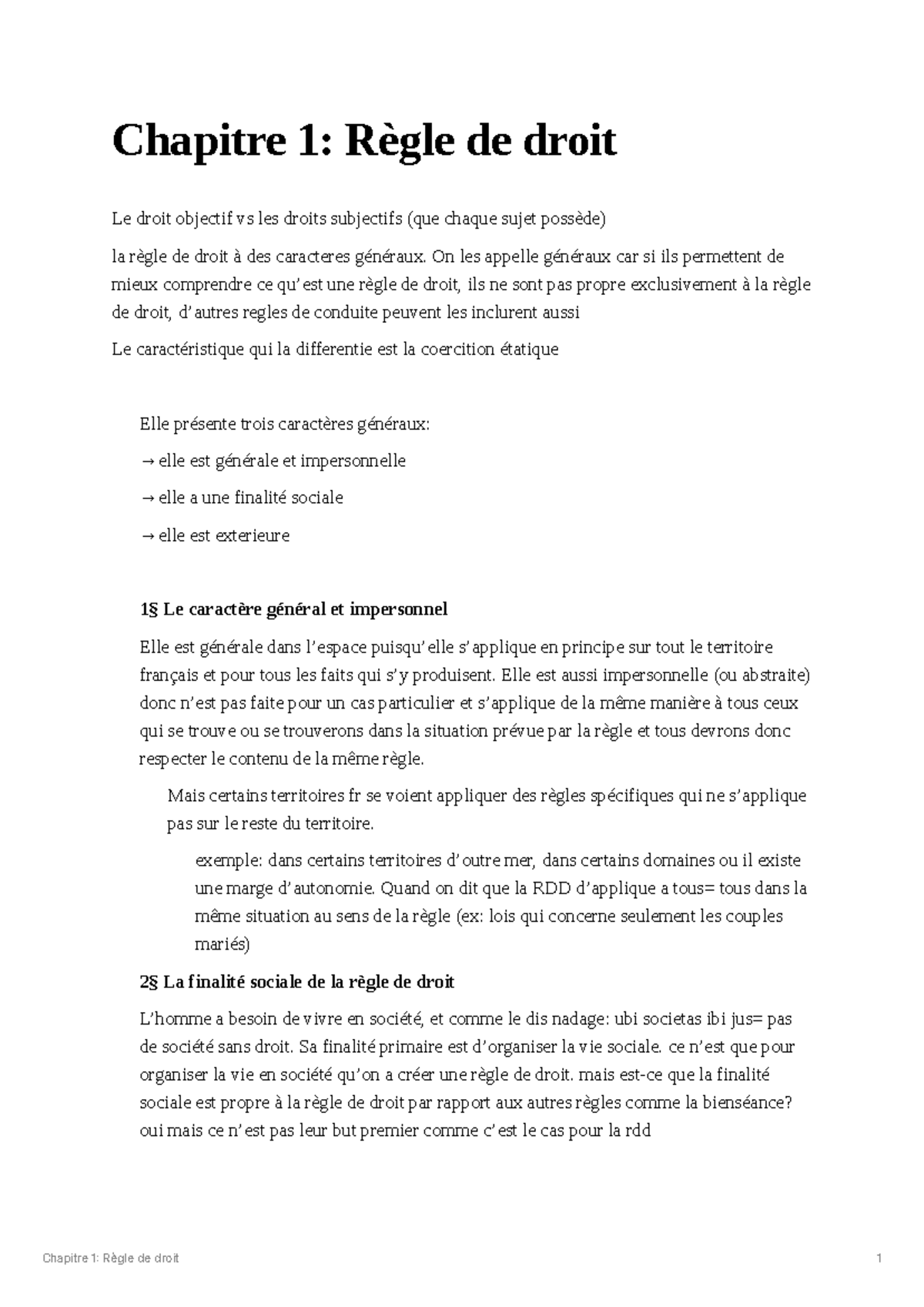 Ch1 L1 AES - la règle de droit - Chapitre 1: Règle de droit Le droit ...