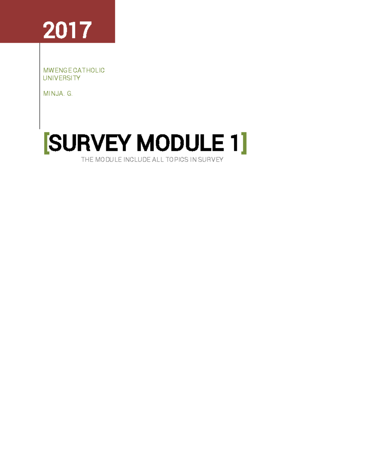 Survey Module 1 Notes: Techniques & Principles of Surveying - Studocu