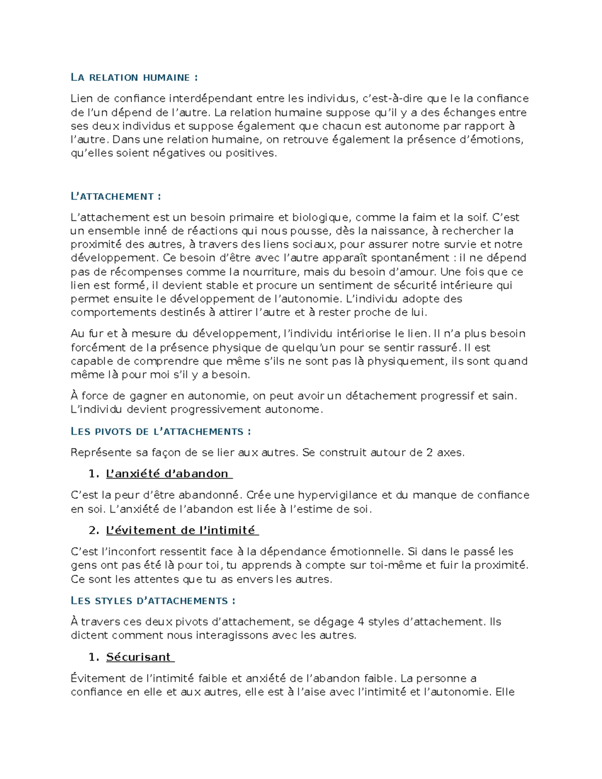 LA RELATION HUMAINE : Confiance et Styles d'Attachement en Psychologie ...