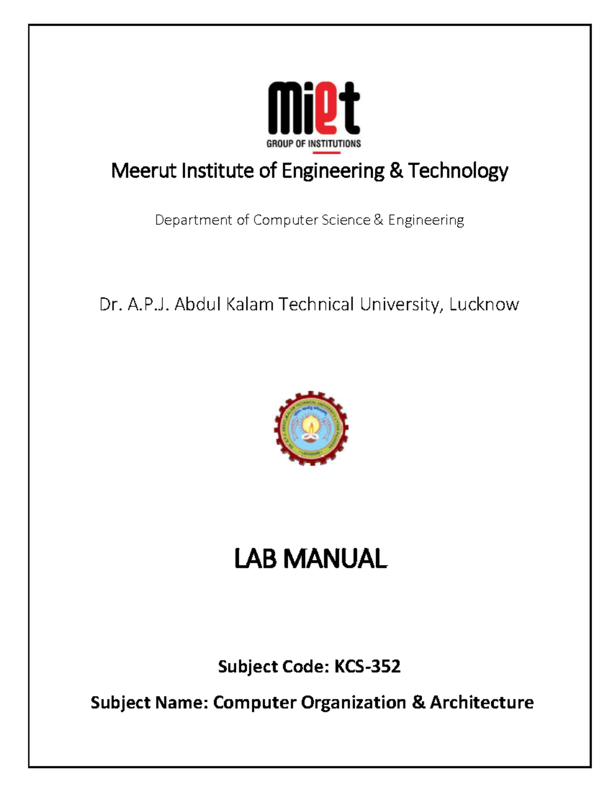 COA LAB Manual - Computer Organization Architecture (COA) - Studocu