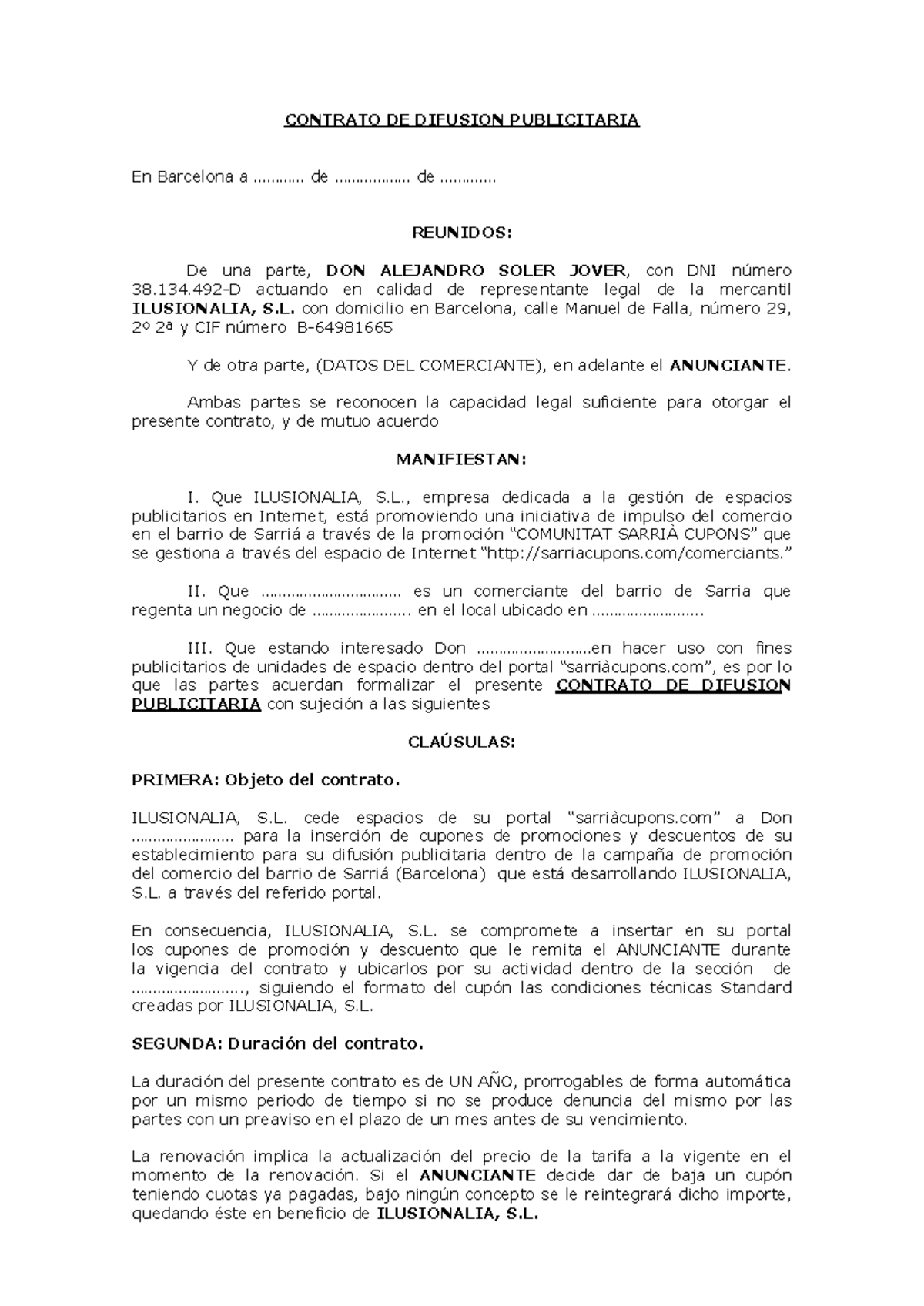3-contracto difusión publicitaria 2 - CONTRATO DE DIFUSION PUBLICITARIA ...