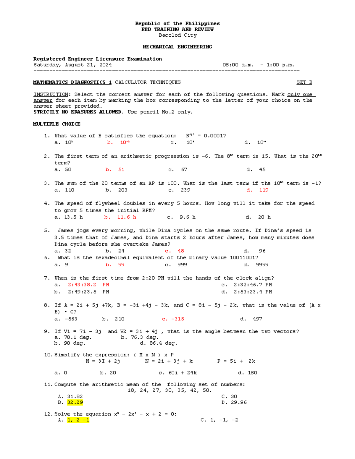Mathematics Diagnostics 1 - RME MESL DIAD 1 Set B Exam Prep - Studocu