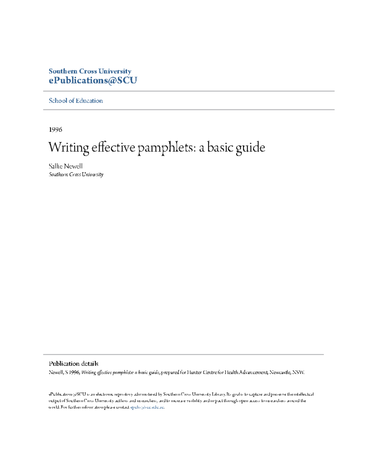 Writing Effective Pamphlets: A Basic Guide (EDU 1996) - Studocu