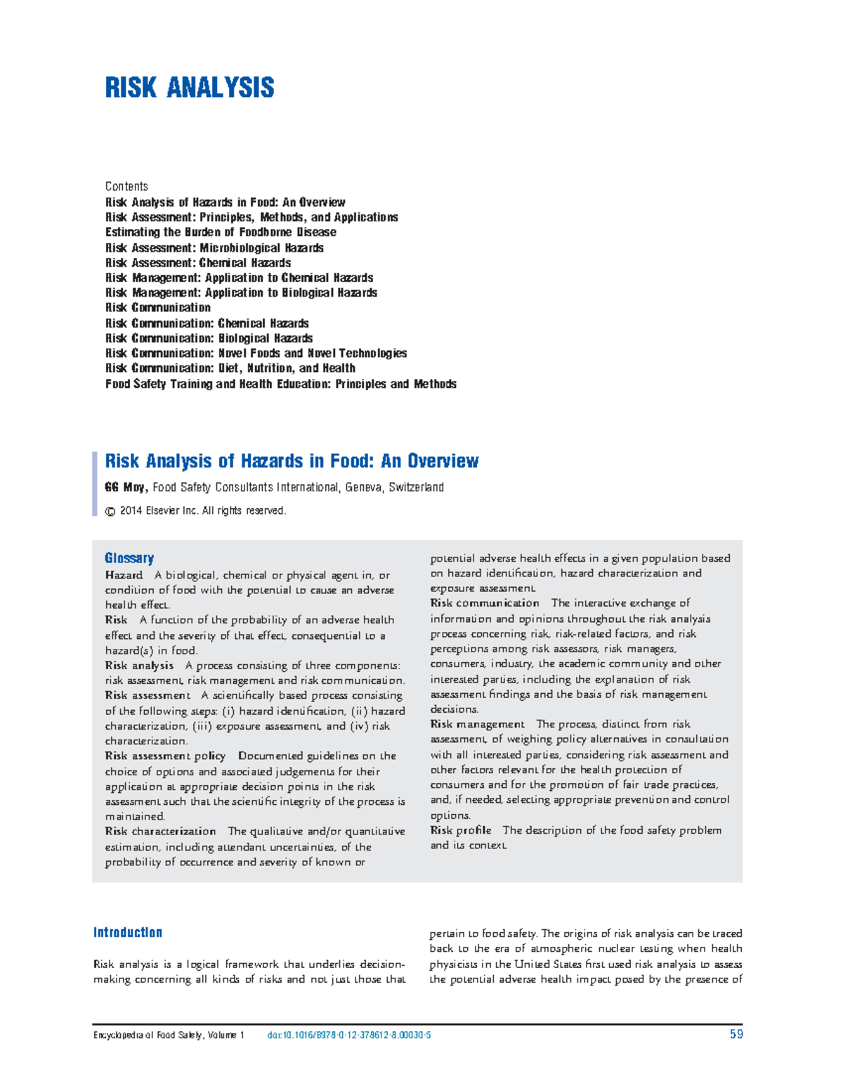 Risk Analysis of Food Hazards: Principles and Management Techniques ...