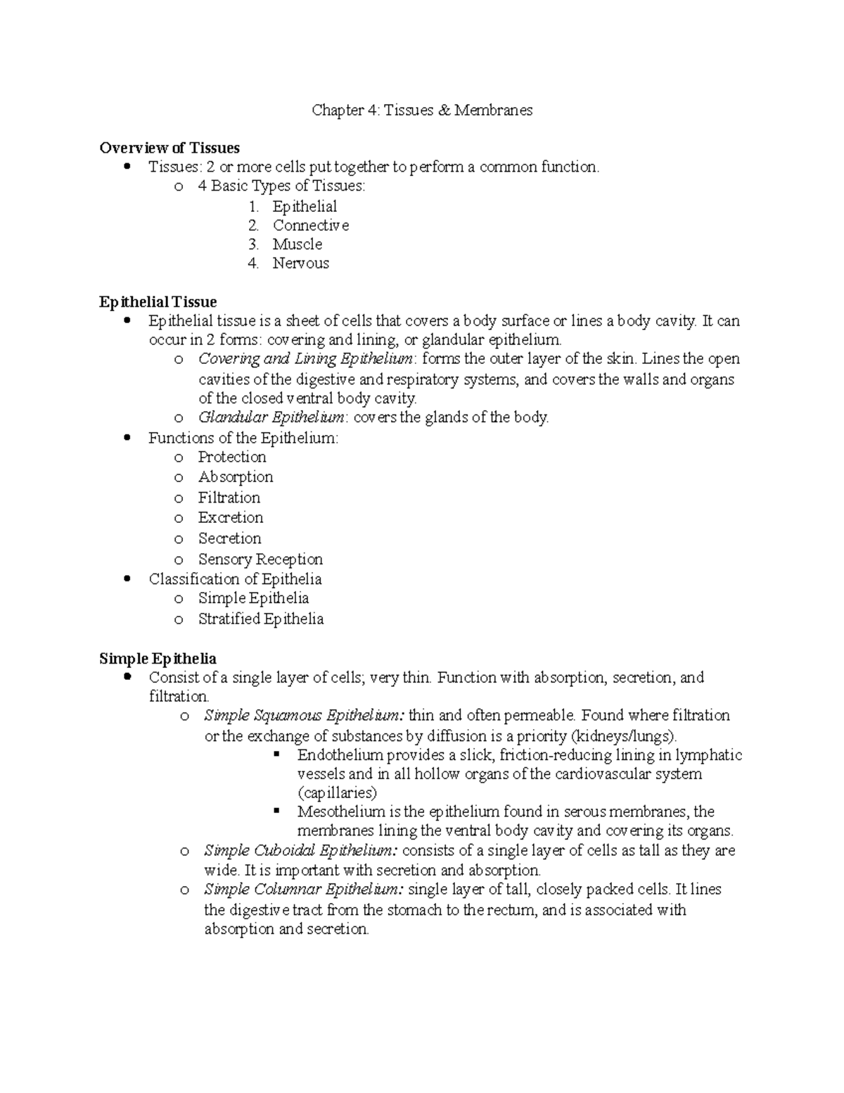 Chapter 4Chapter 4 - Tissues and Membranes - Chapter 4: Tissues ...