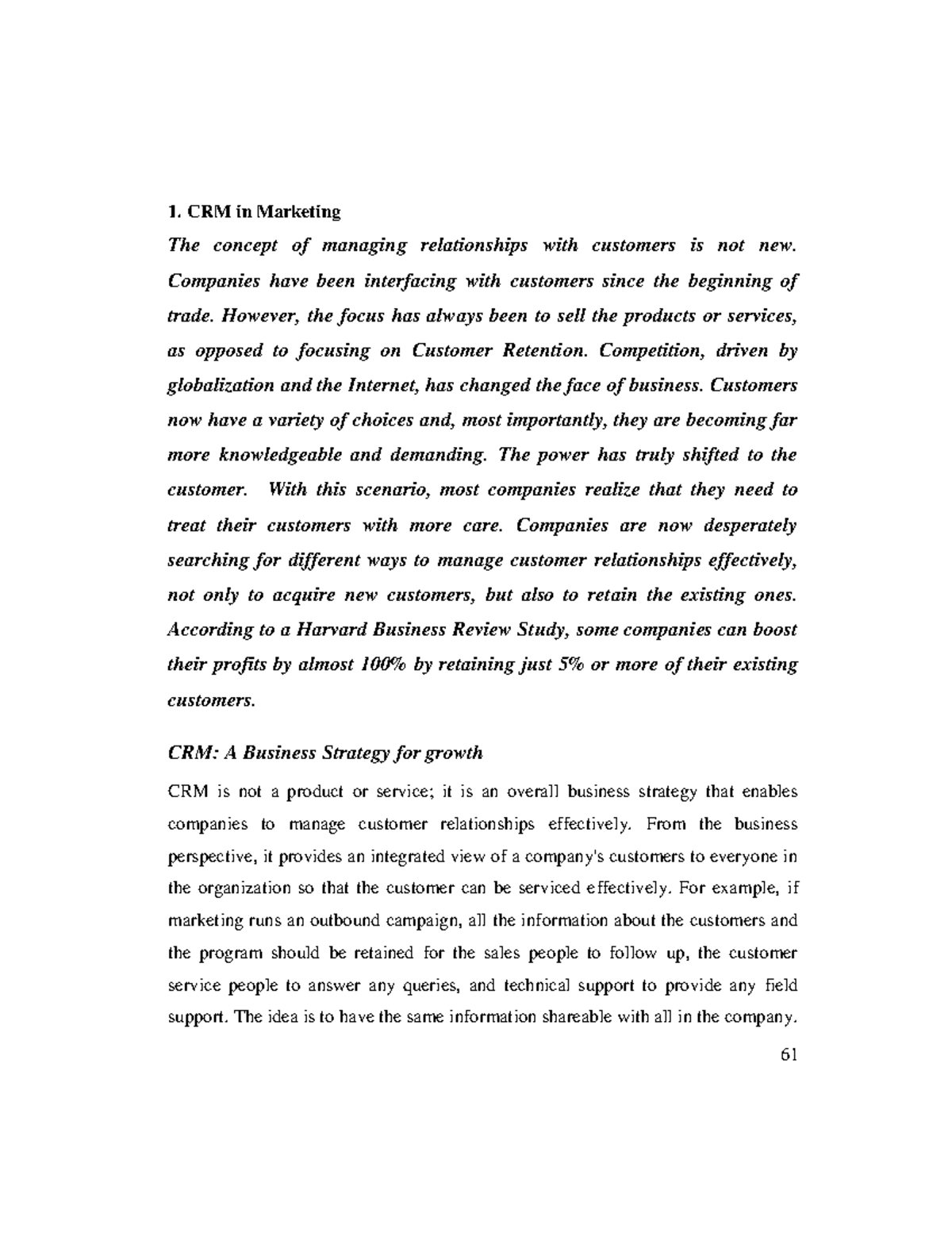 CRM(U2) - Comprehensive Customer Relationship Management Lecture Notes ...