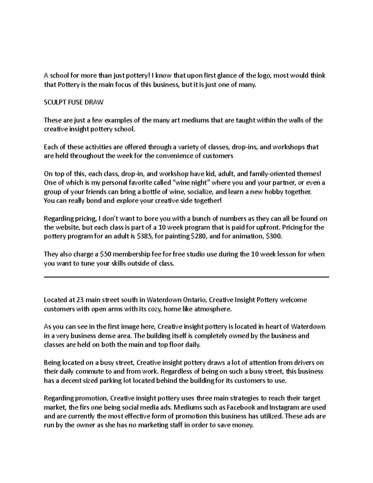 Final Presentation Script for Creative Insight Pottery Program - Studocu
