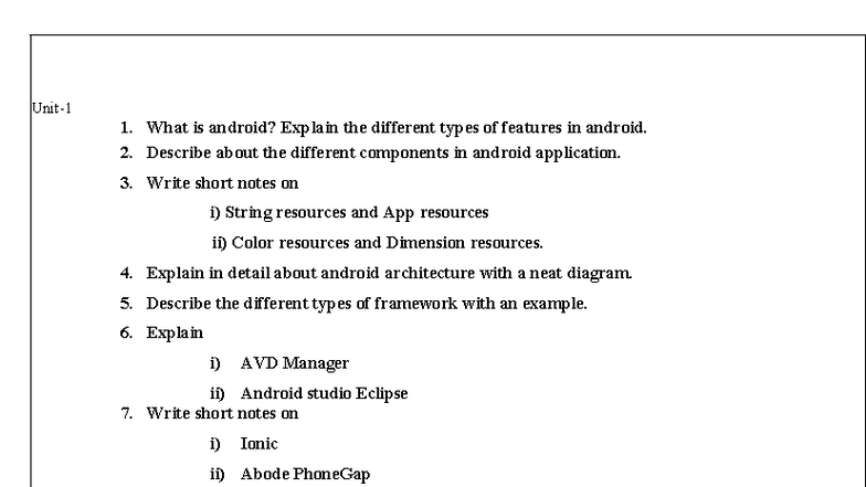 MAD 101: Comprehensive Guide to Android Features & Development - Studocu