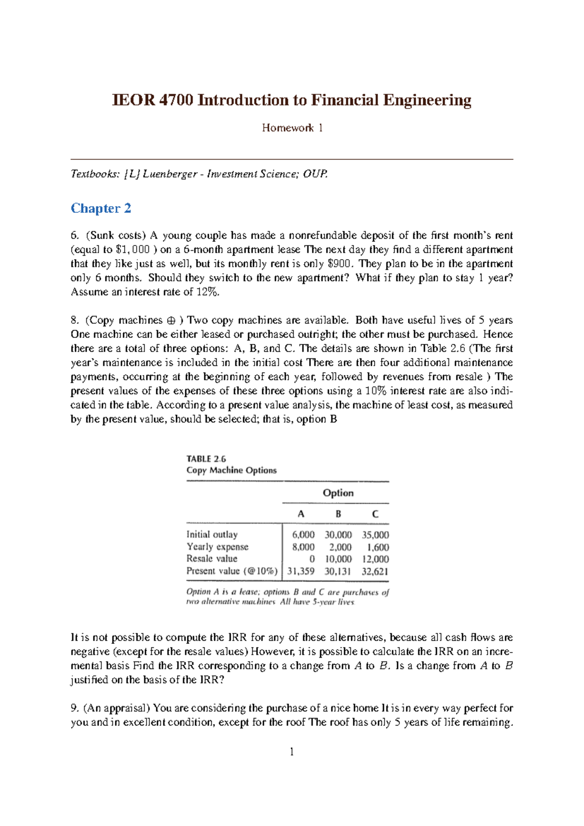 IEOR 4700 Homework 1: Financial Engineering Problems and Analysis - Studocu