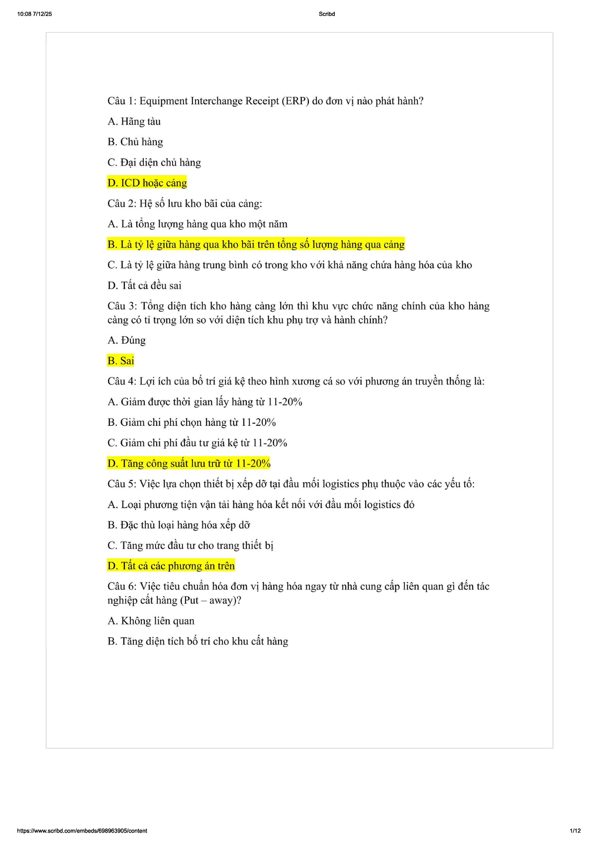 ERP Logistics Exam Questions and Answers (Course Code: 10:08) - Studocu