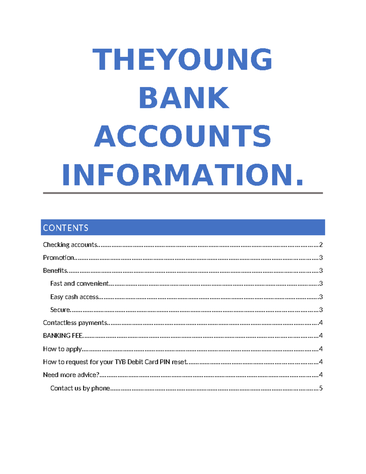 TYB Checking Accounts Overview and Application Guide - Studocu