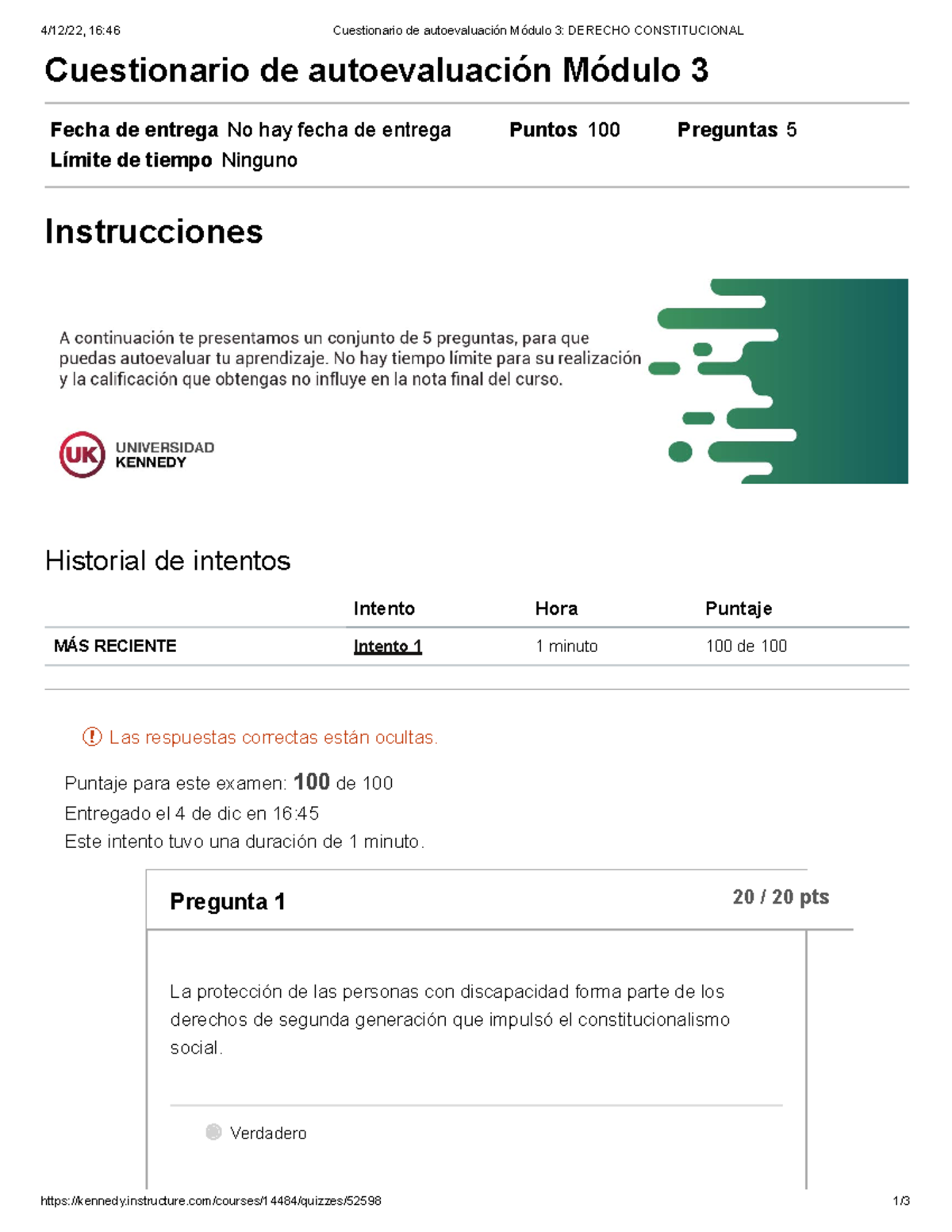 Cuestionario de Autoevaluación Módulo 3: Derecho Constitucional - Studocu