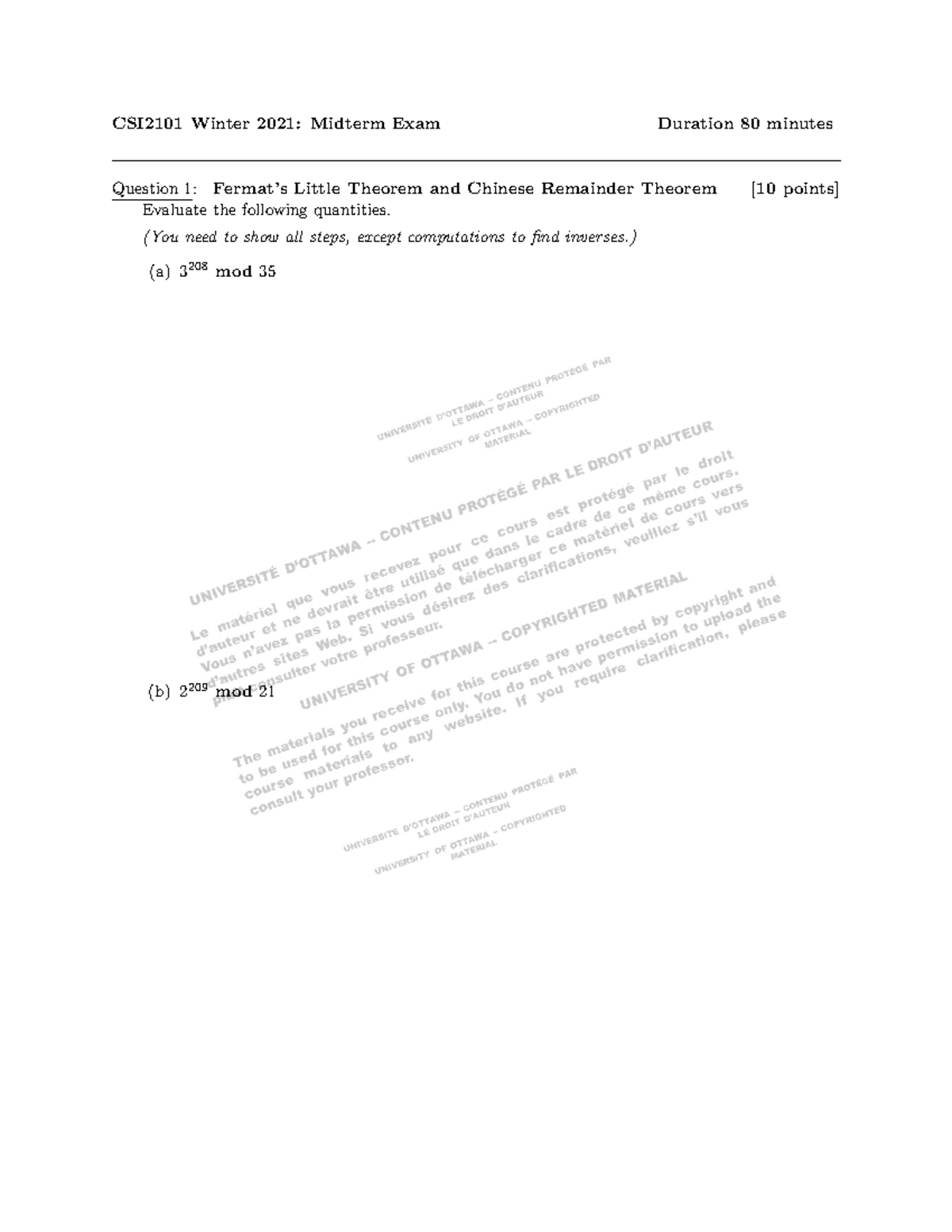 CSI2101 Winter 2021: Practice Midterm Exam 2 Study Guide - Studocu