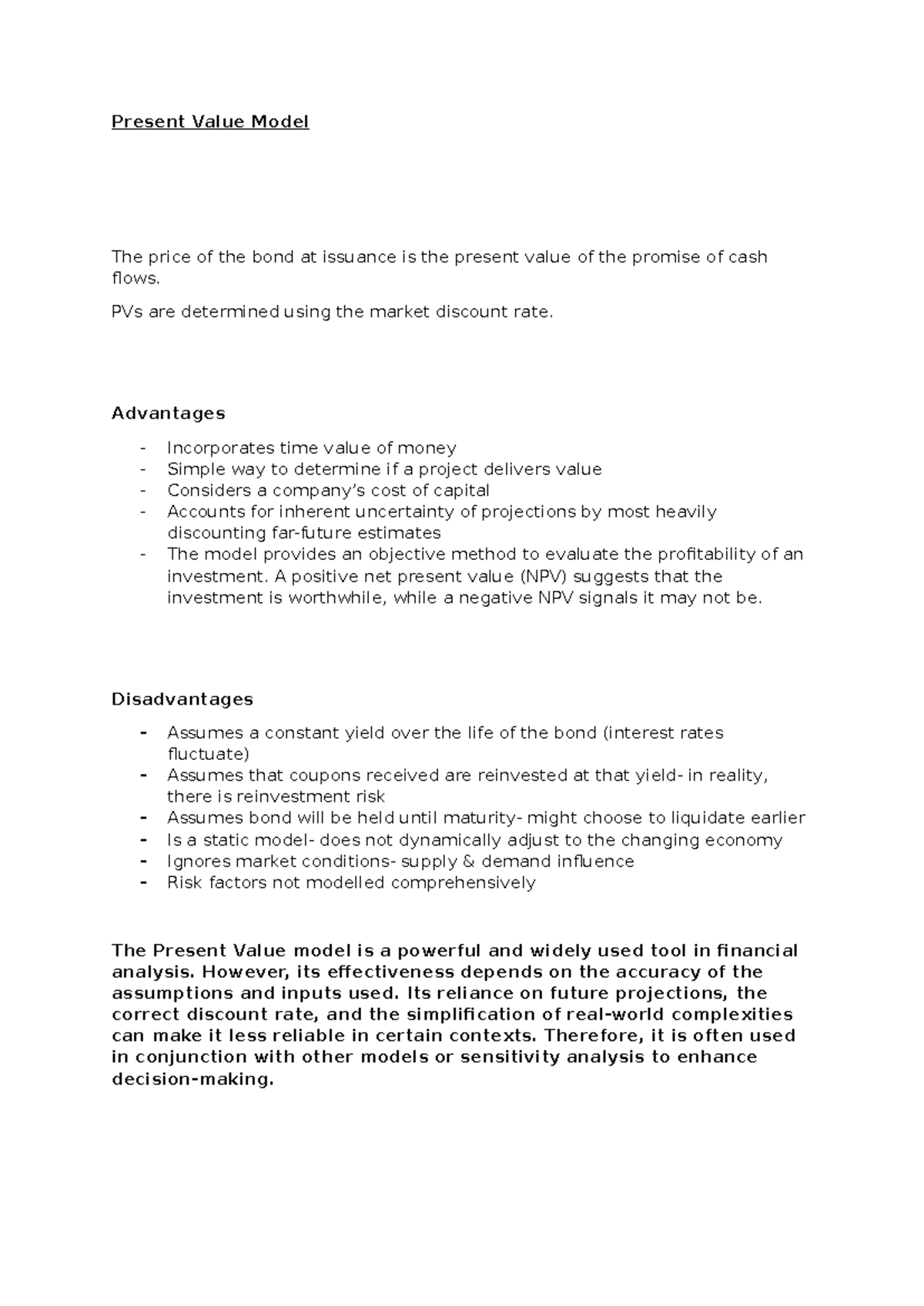 Present Value Model: Benefits, Limitations, and Financial Implications ...