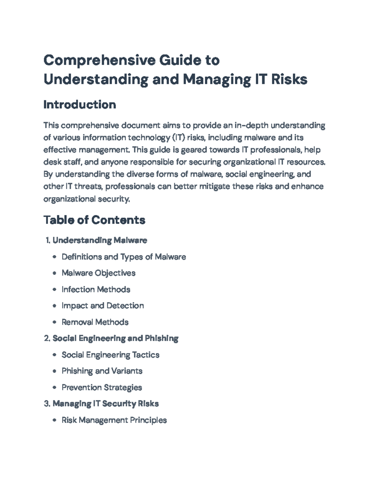 Comprehensive IT Risks Management Guide: Malware & Security Tactics ...