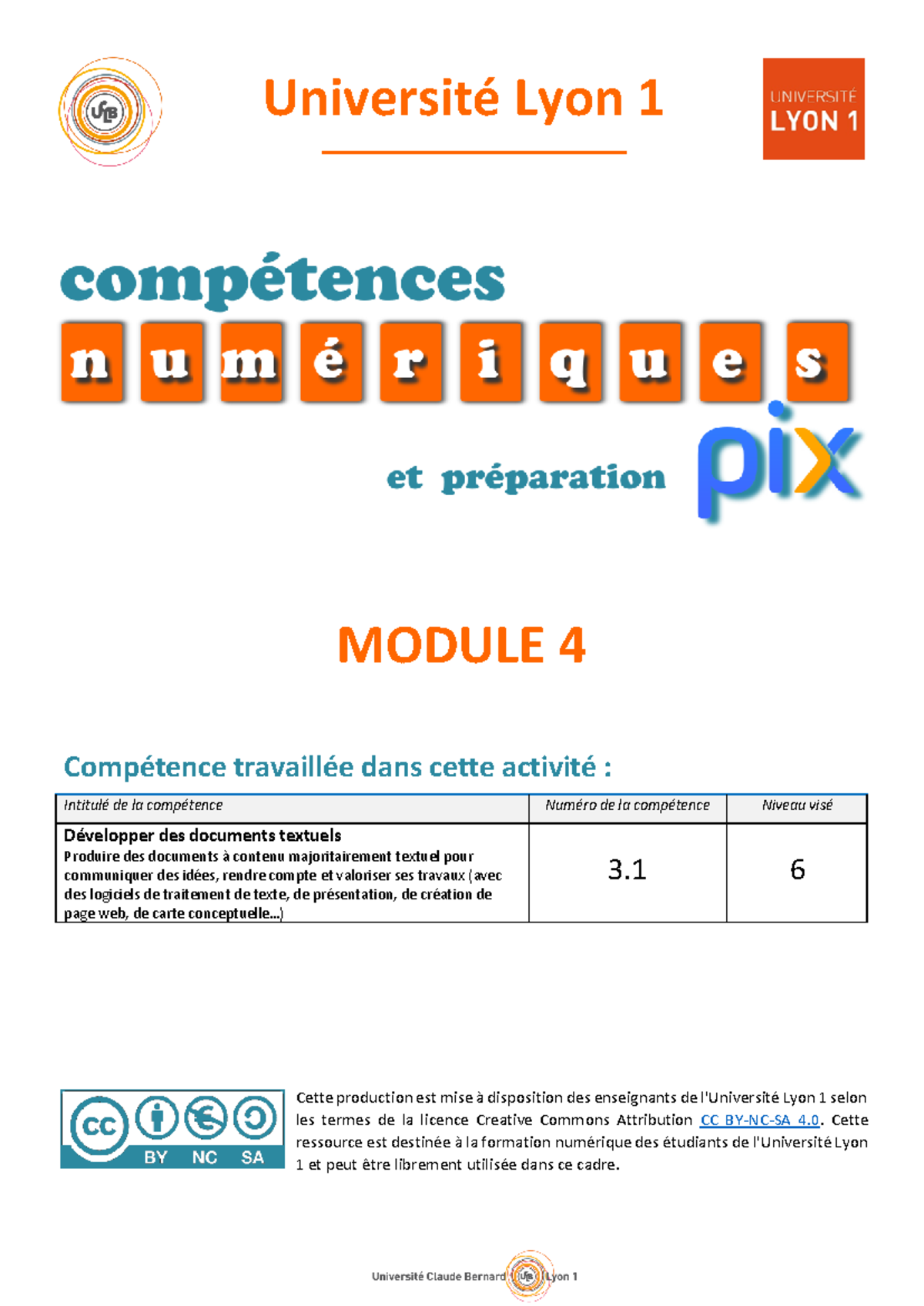 Module 4 TD PIX 3.1 - Développer des Documents Textuels (Niveau 6 ...