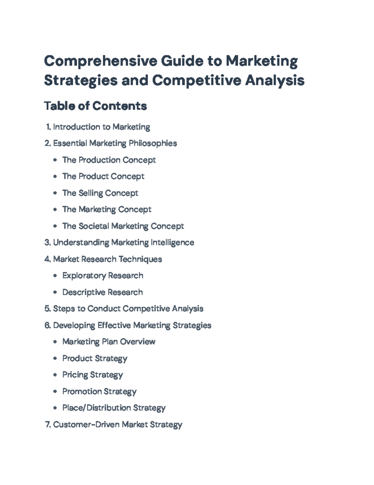 Comprehensive Marketing Strategies and Competitive Analysis Guide ...
