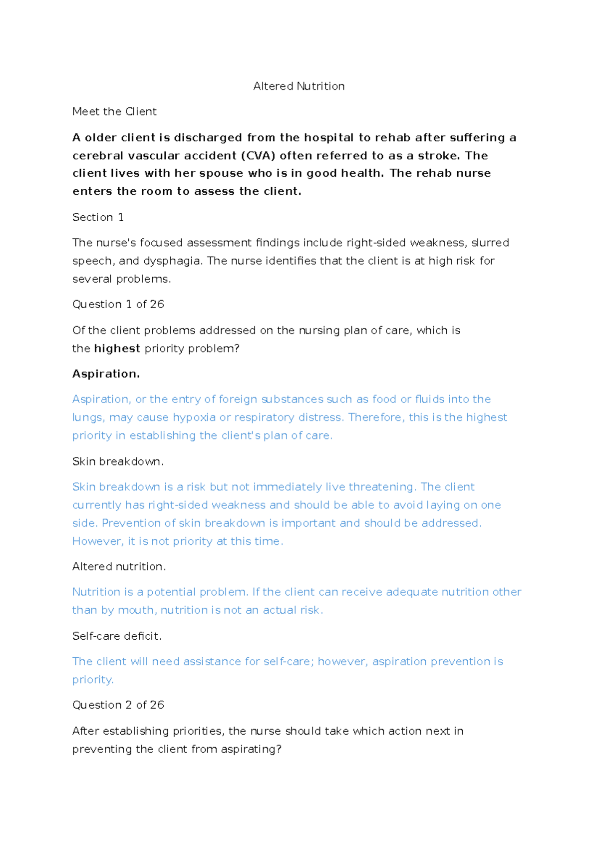 03.1144-03. Altered Nutrition: Nursing Care for Dysphagia and ...