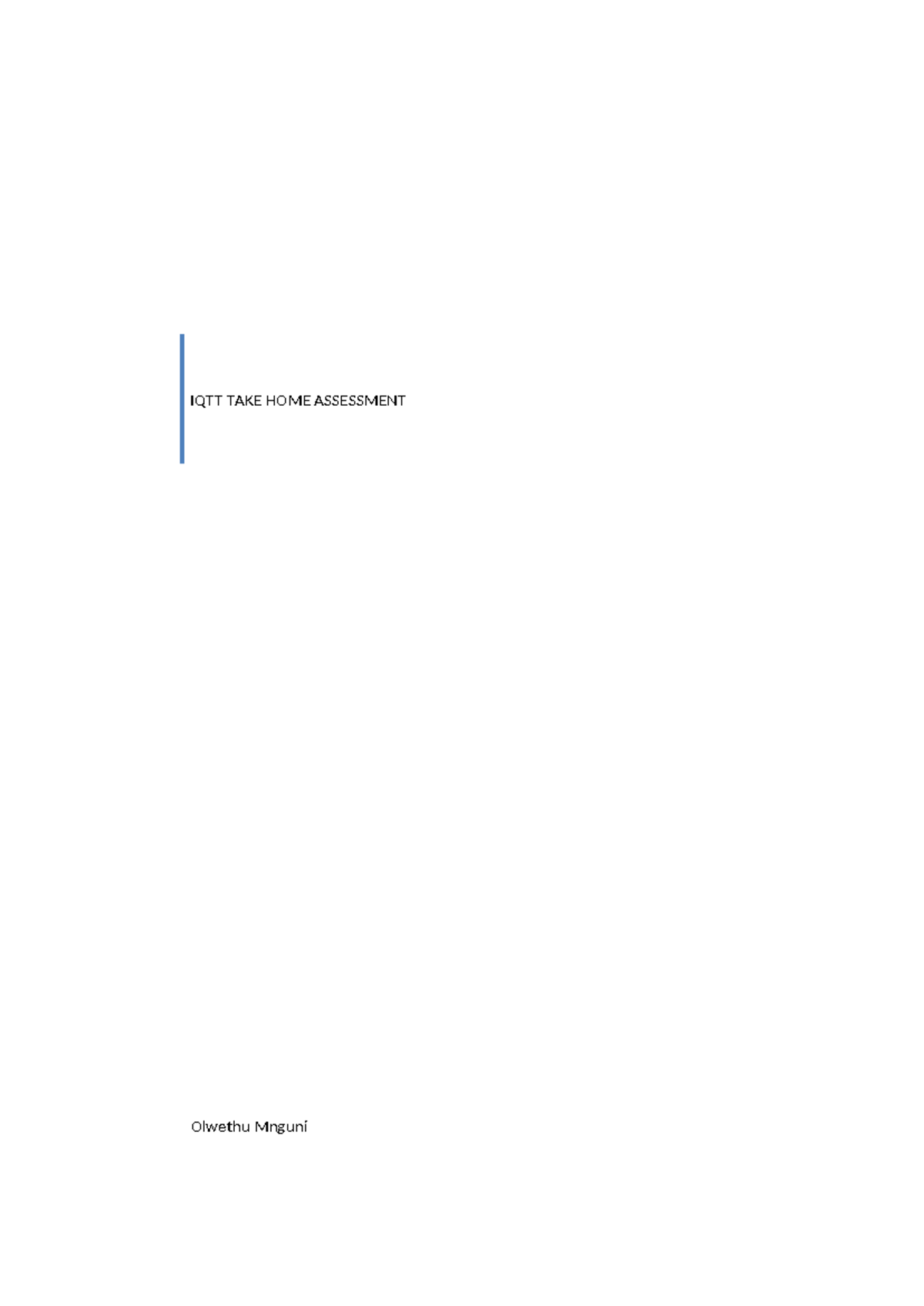IQTT TAKE HOME Assessment 2 - Solution Breakdown and Analysis - Studocu