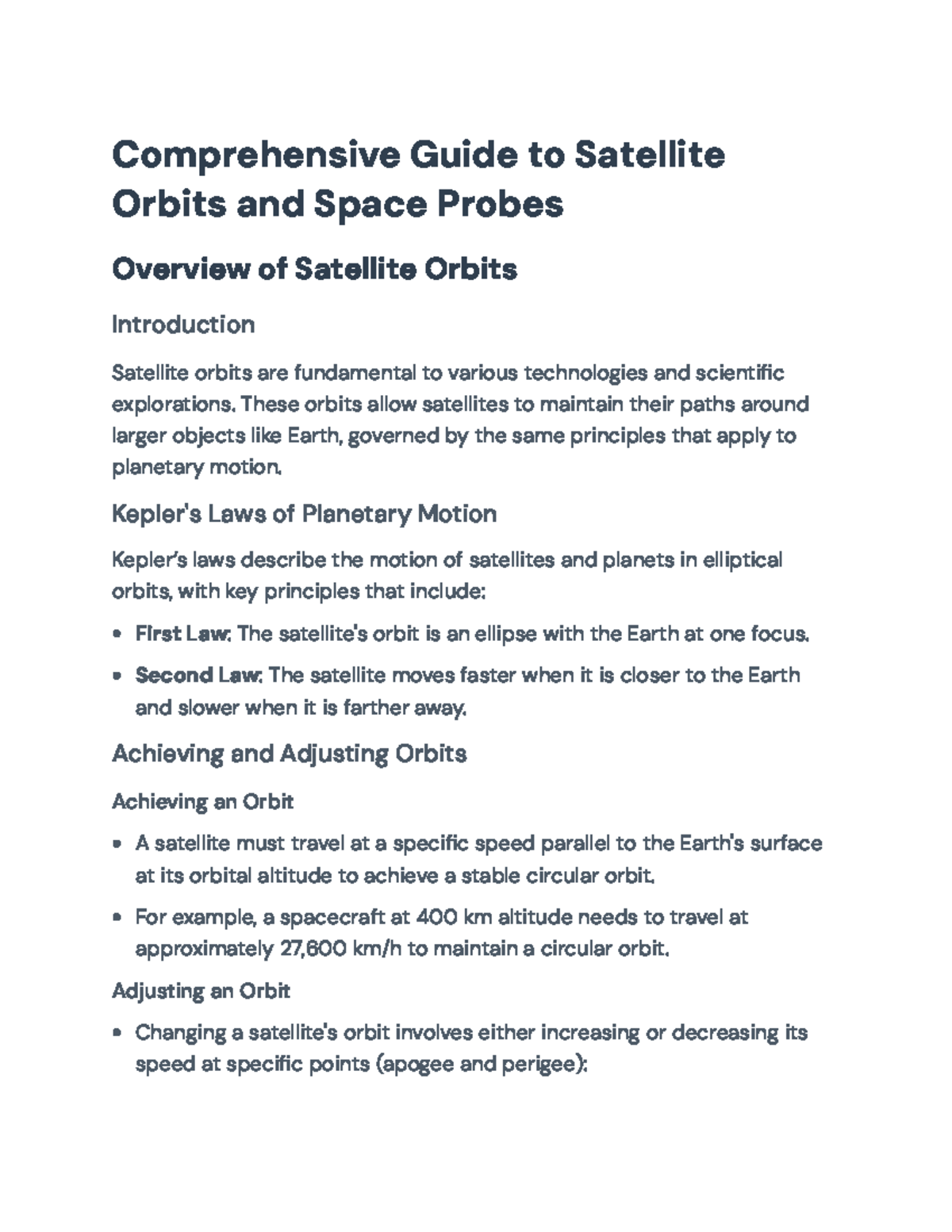 Comprehensive Guide to Satellite Orbits and Space Probes ...
