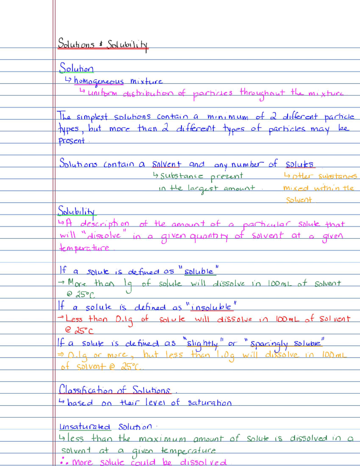 Solutions & Solubility Notes (Chem 101) - Studocu