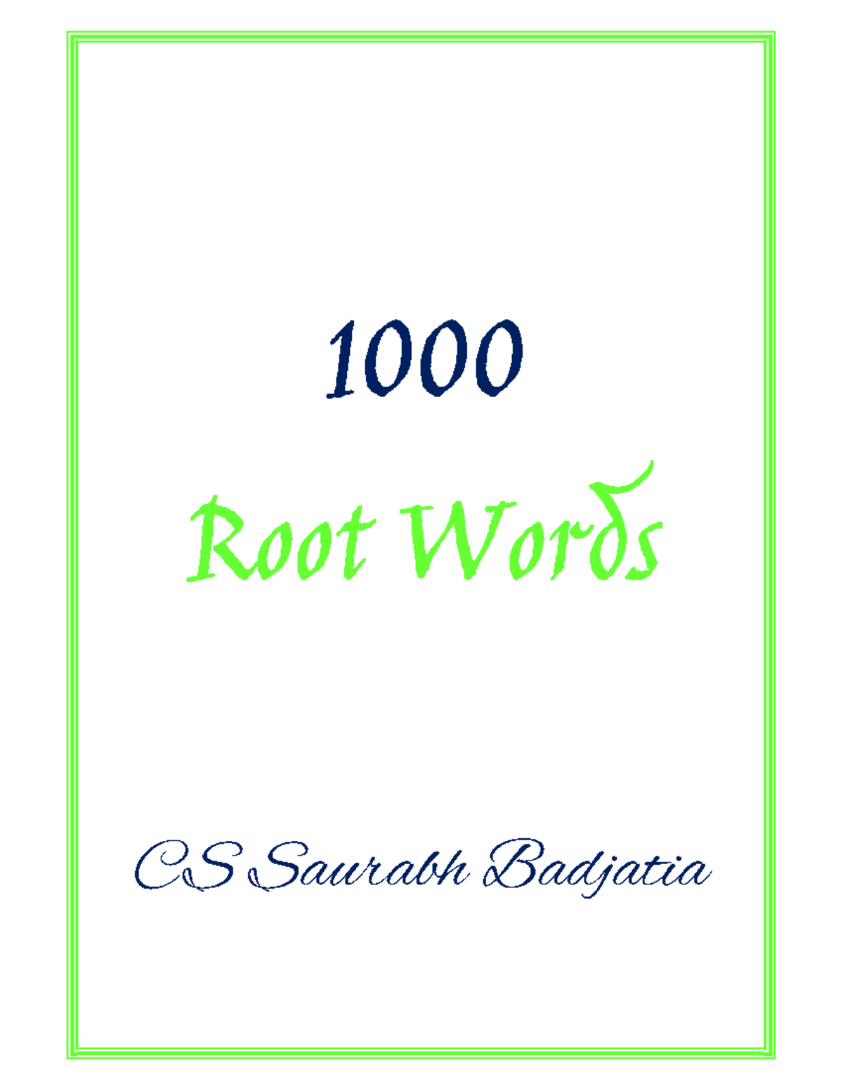 **CS 1000 Root Words Compilation for Language Mastery** - Studocu