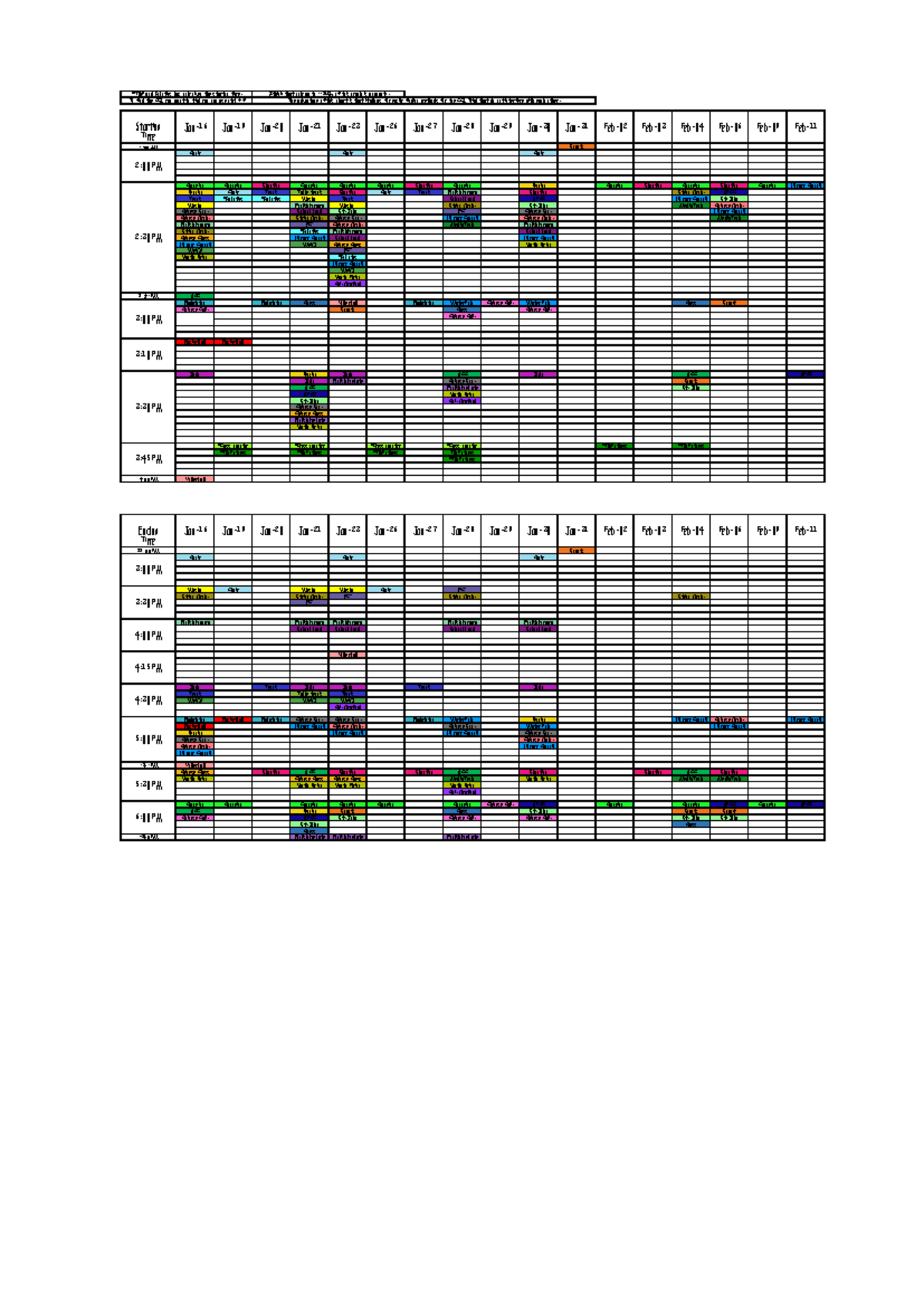 CCA Trial Schedule and Activities Overview - Course Code: Cauculator ...
