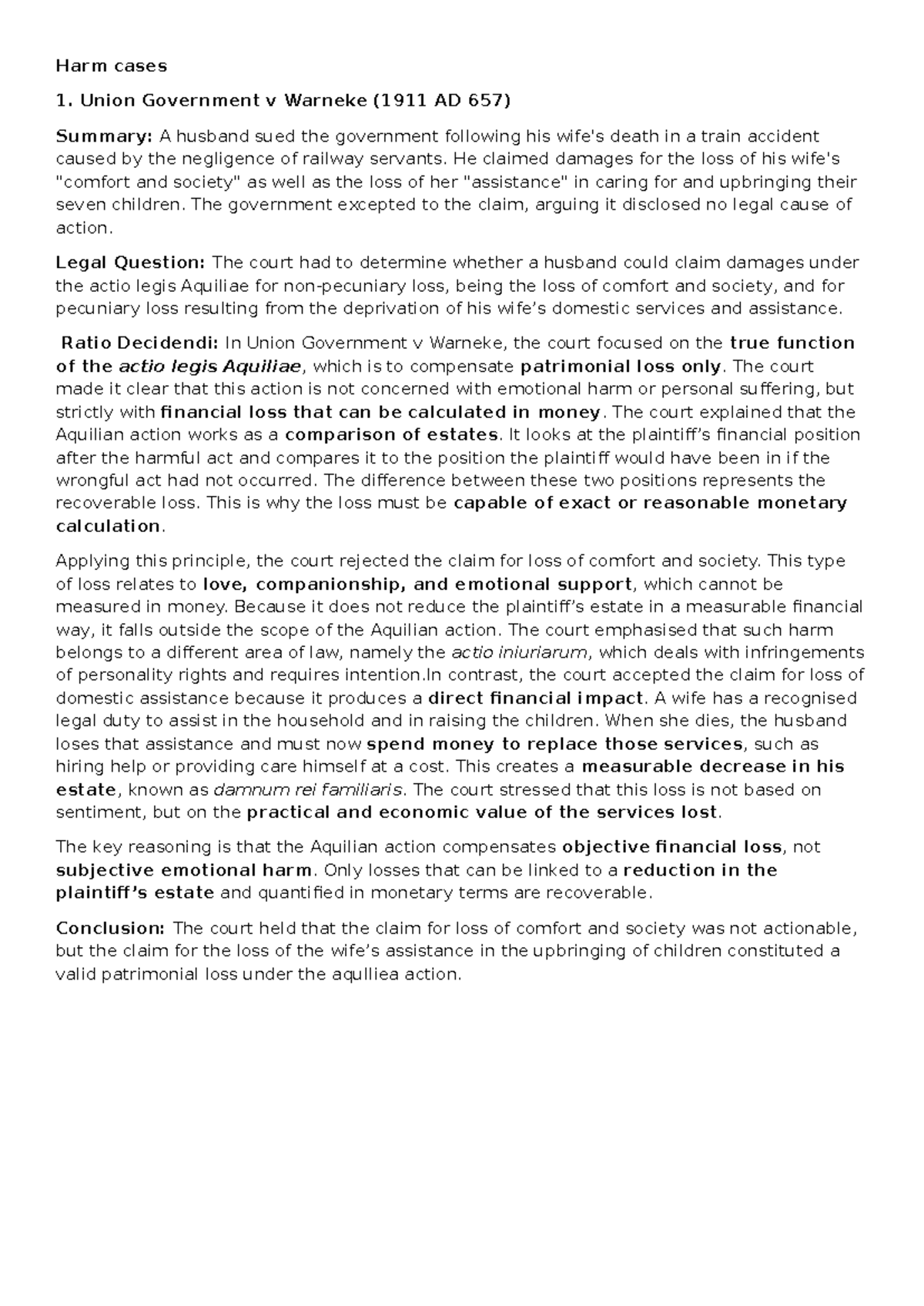Causation Cases - Legal Principles and Case Summaries - Studocu