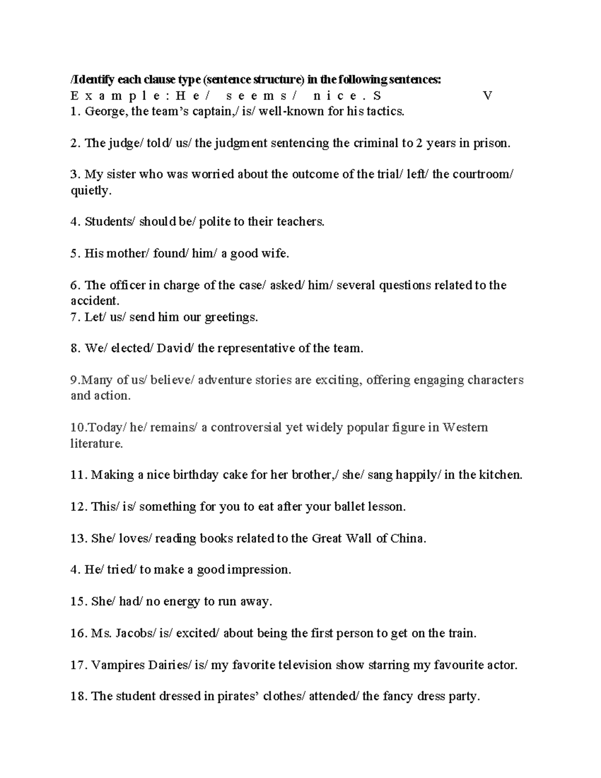 Clause Types Identification: Sentence Structures Analysis - Studocu