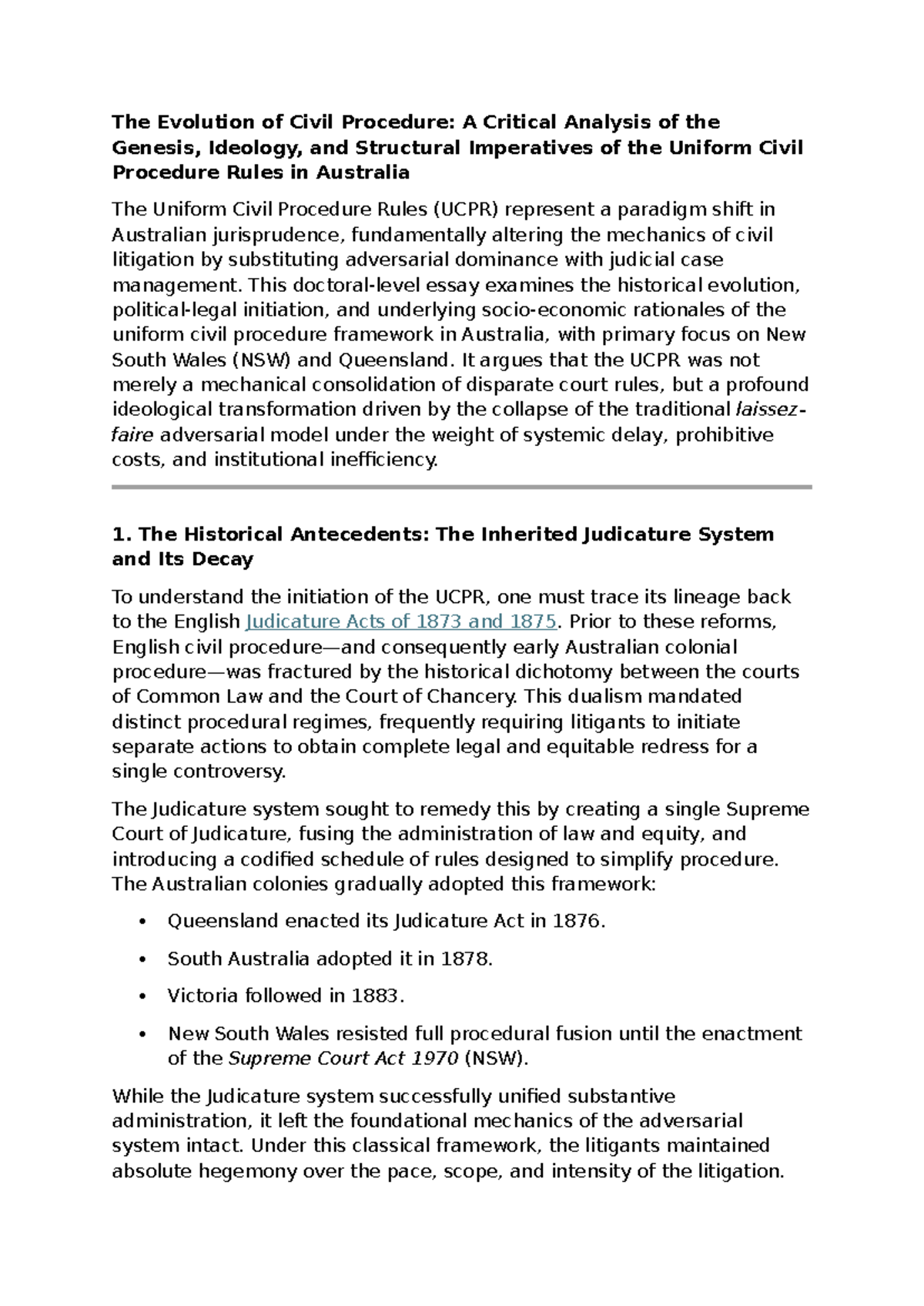 The Evolution of Civil Procedure: A Critical Analysis of UCPR in ...