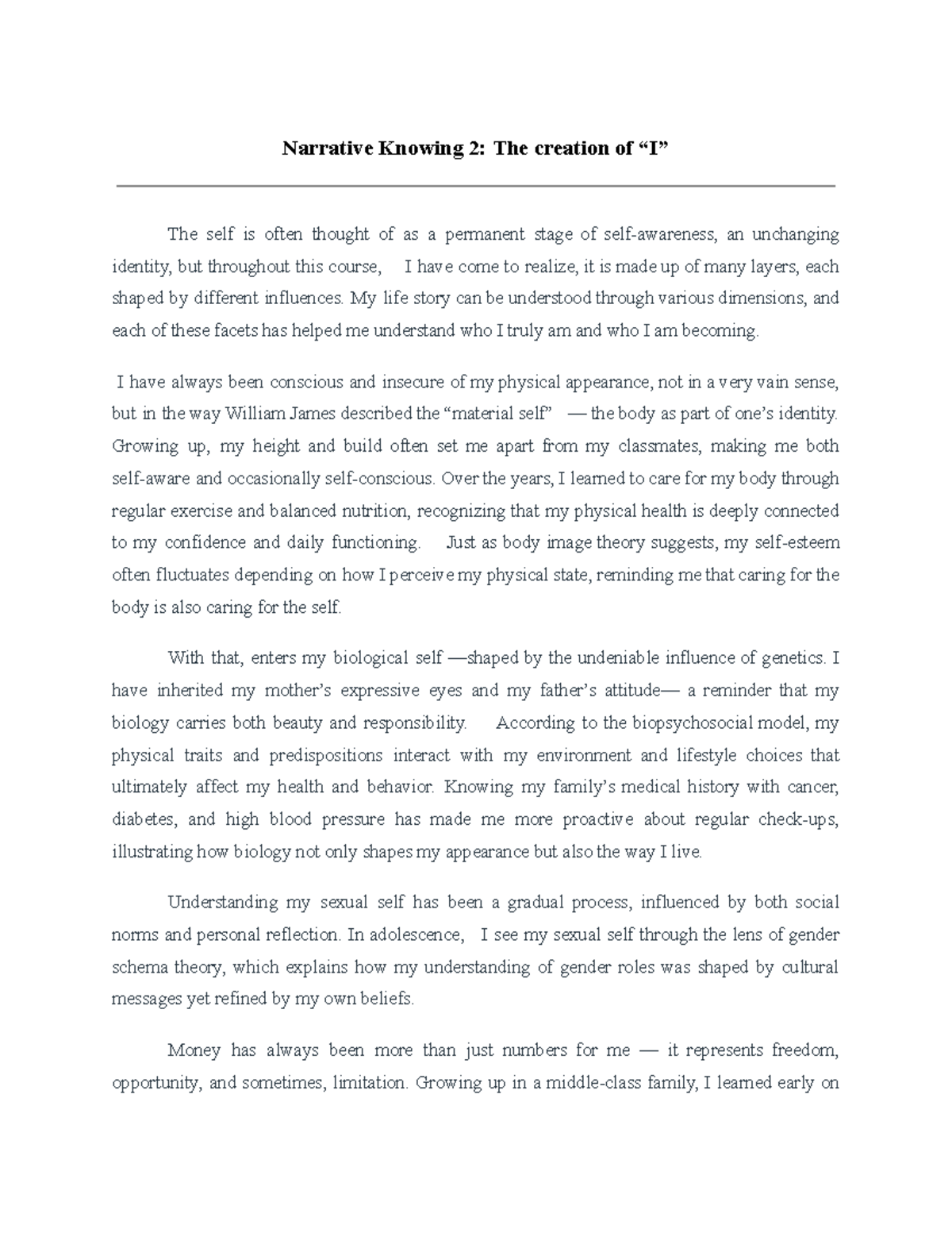 Narrative Knowing 2: Exploring the Layers of Self-Identity - Studocu