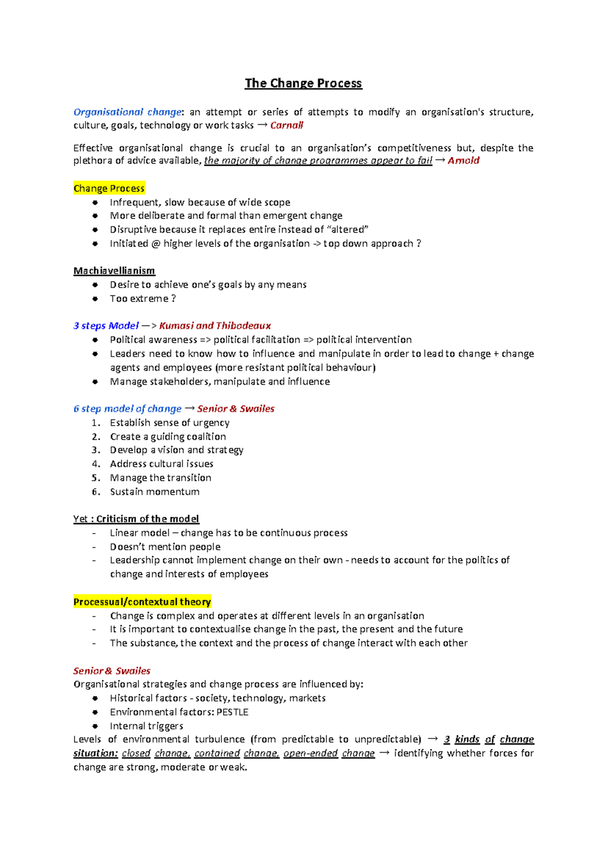 The Change Process - Topic summary - The Change an attempt or series of ...