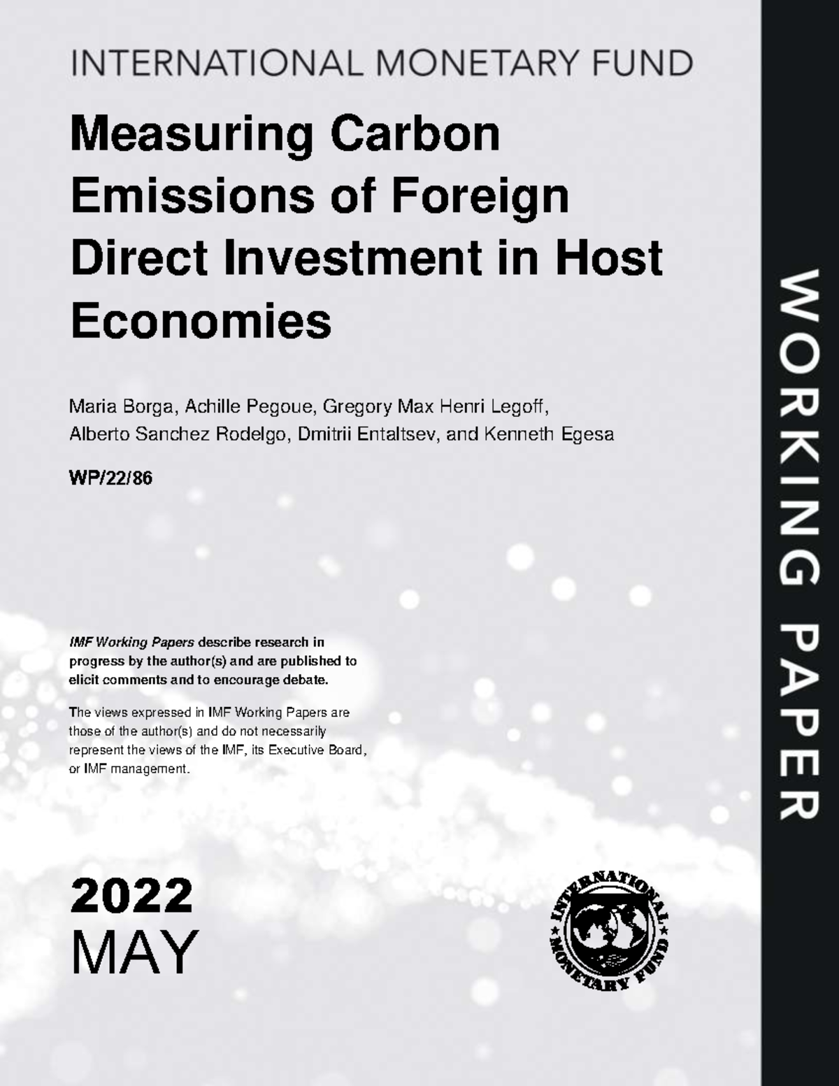 IMF WP: Carbon Emissions from FDI in Host Economies Analysis - Studocu