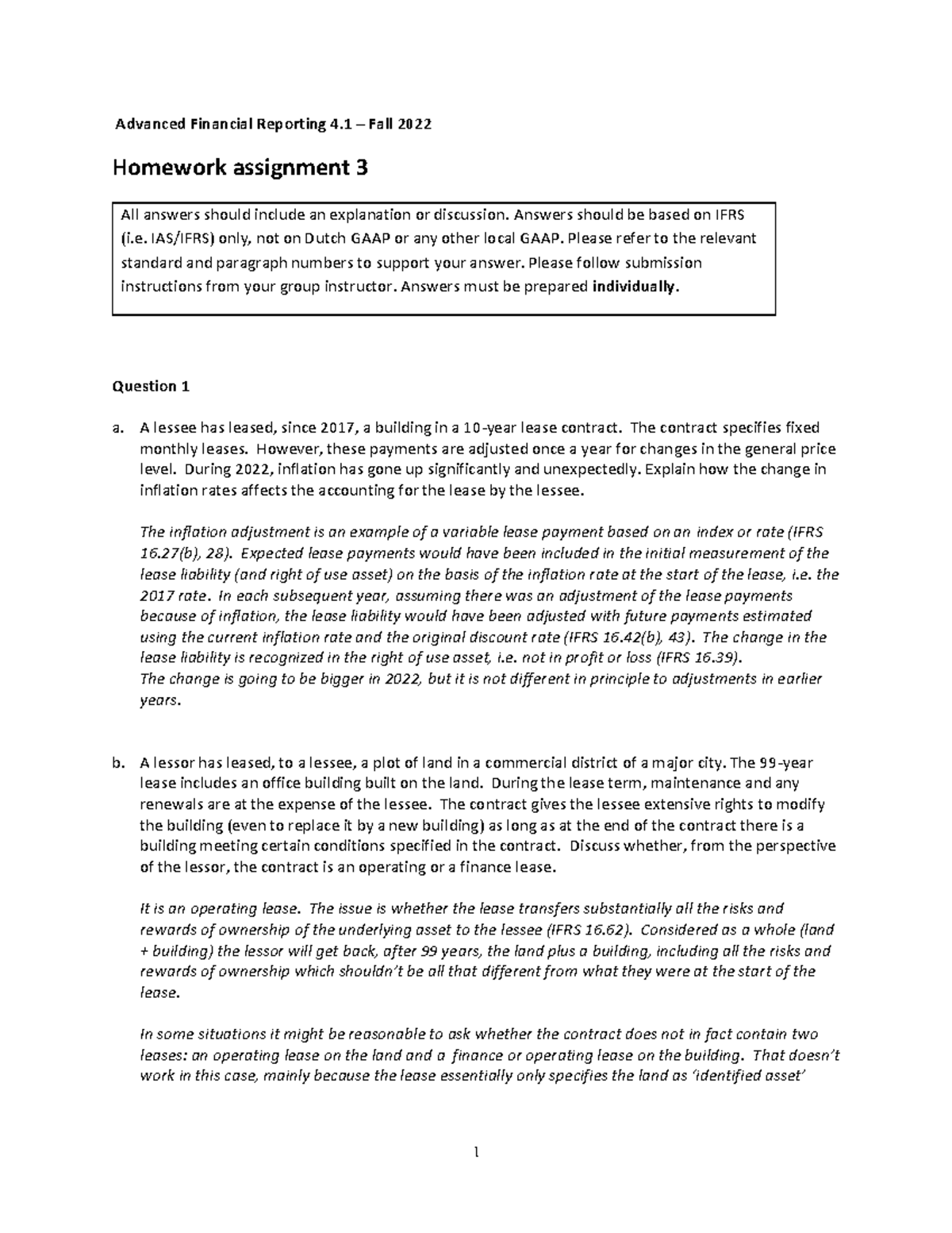 AFR 2022 Final Exam Homework Assignment 3 - Solutions and Analysis ...