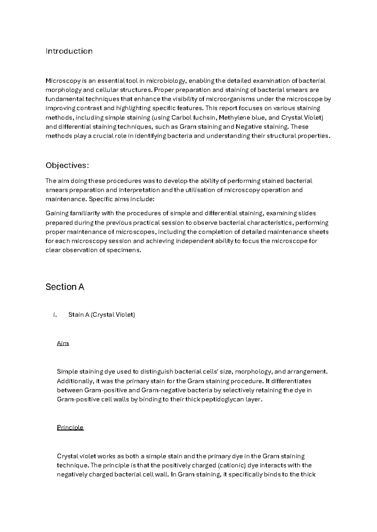 Practical 4 & 5 Report: Slide Prep, Staining & Microscopy Techniques ...