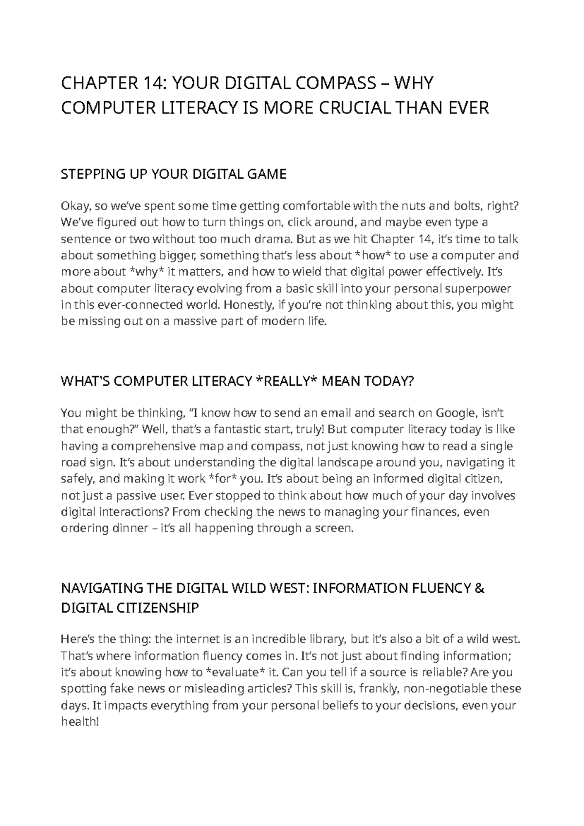 CHAPTER 14: MASTERING COMPUTER LITERACY IN THE DIGITAL AGE - Studocu