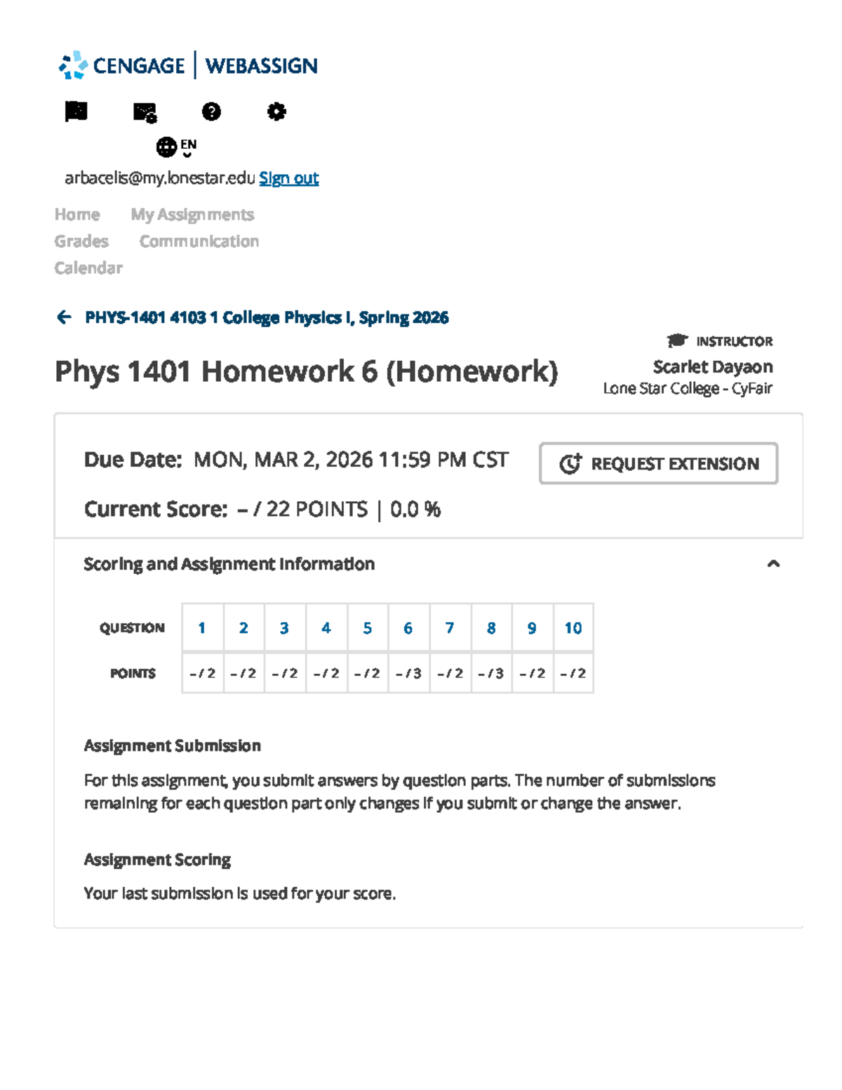 Phys 1401 - College Physics I Homework 6 (Spring 2026) - Studocu