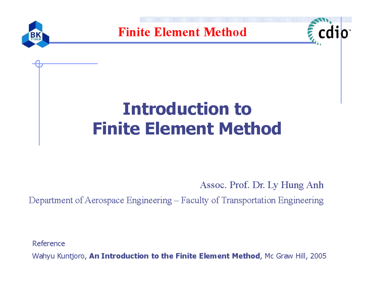 FEM 1 - Introduction to the Finite Element Method Overview - Studocu