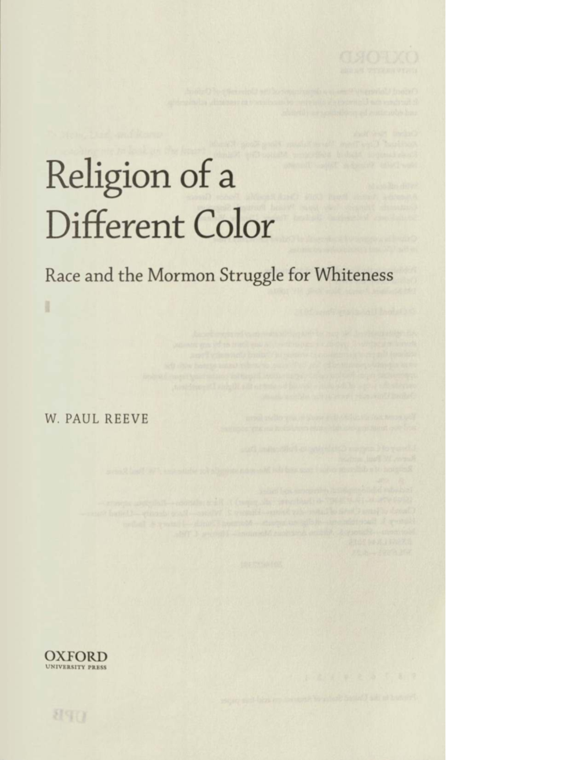 Religion of a Different Color: Race and the Mormon Struggle for ...