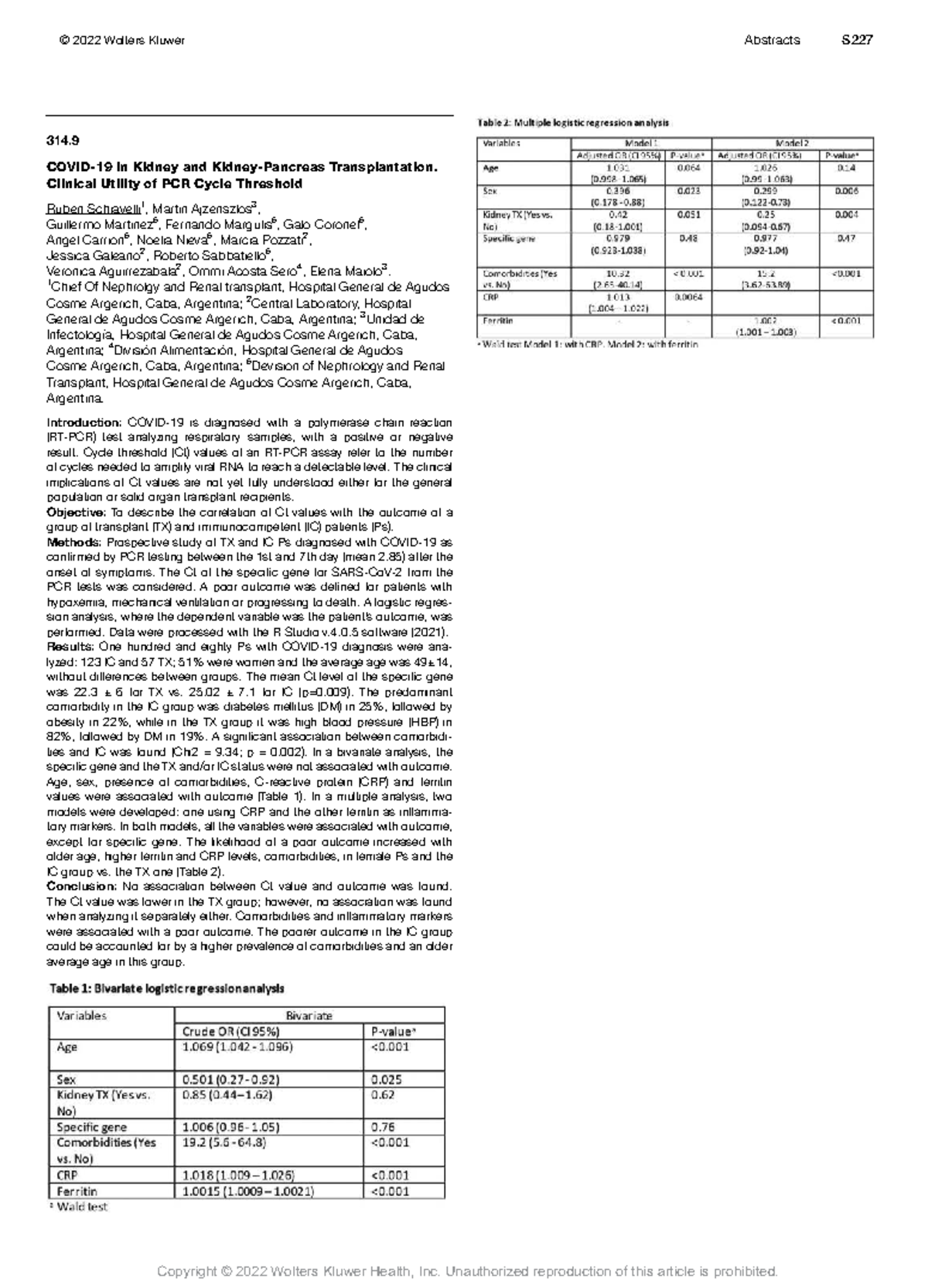 Clinical Utility of PCR Cycle Threshold in Kidney TX: 314.9 Study - Studocu