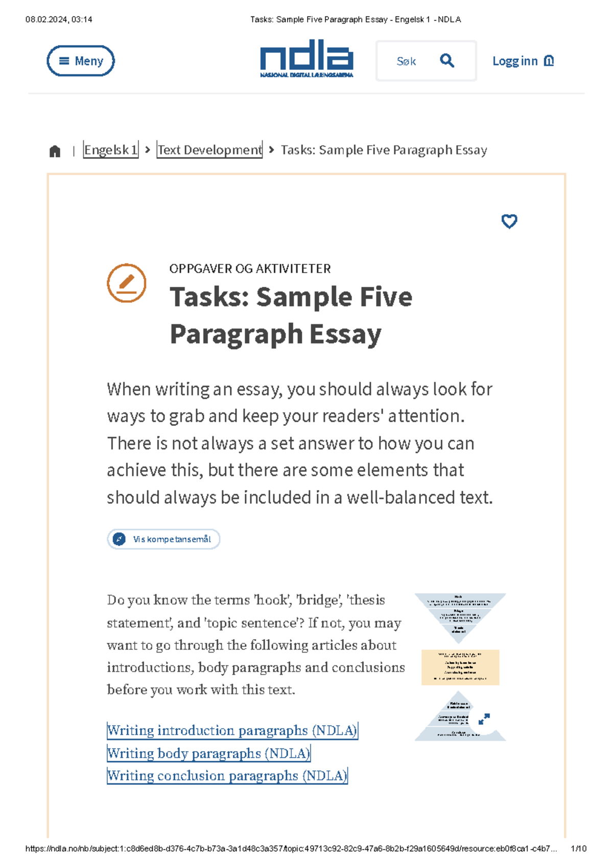 Sample Five Paragraph Essay Guide - Engelsk 1 - NDLA - Studocu