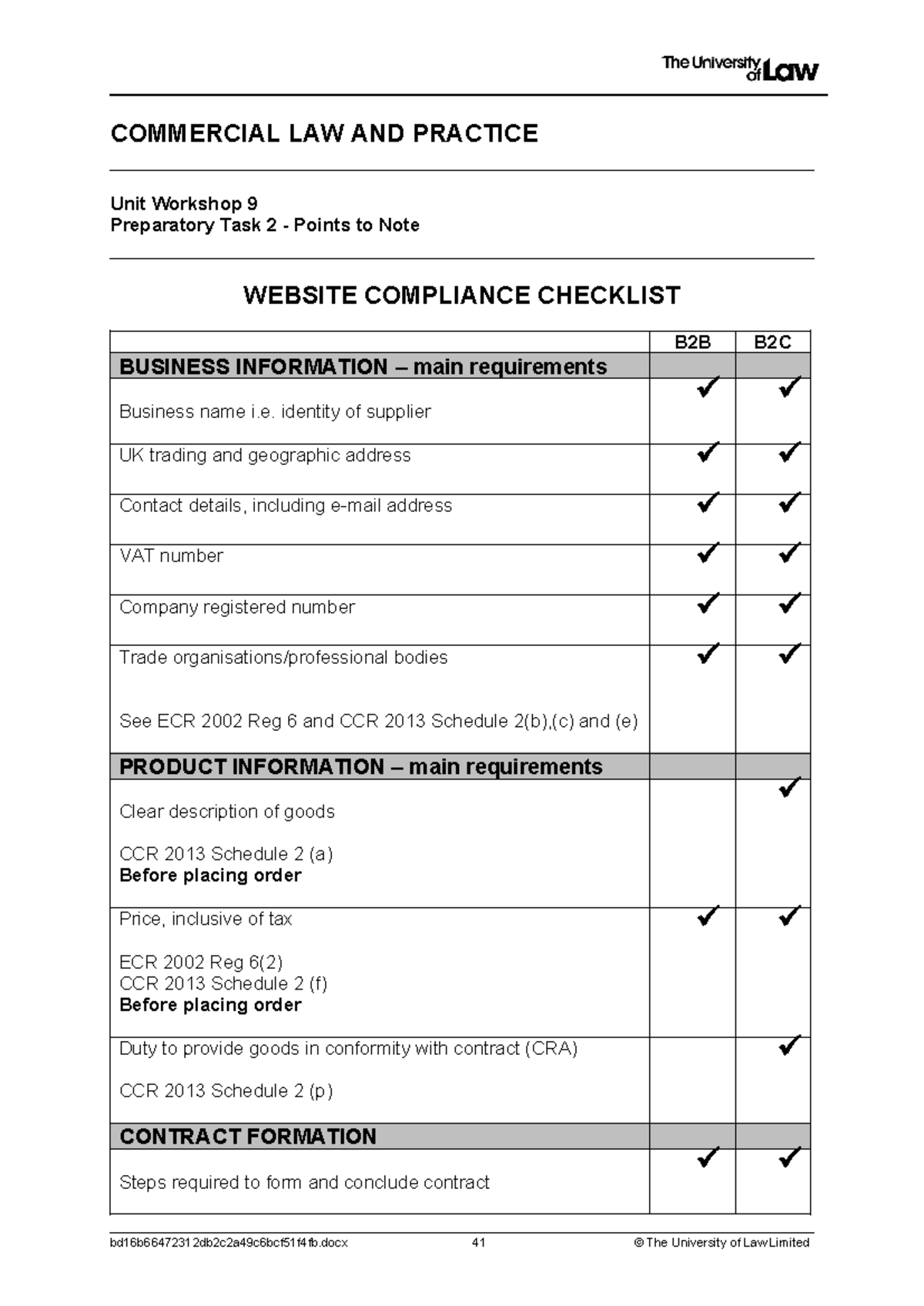 COMMERCIAL LAW AND PRACTICE U09: Workshop 9 Prep Task 2 Notes - Studocu