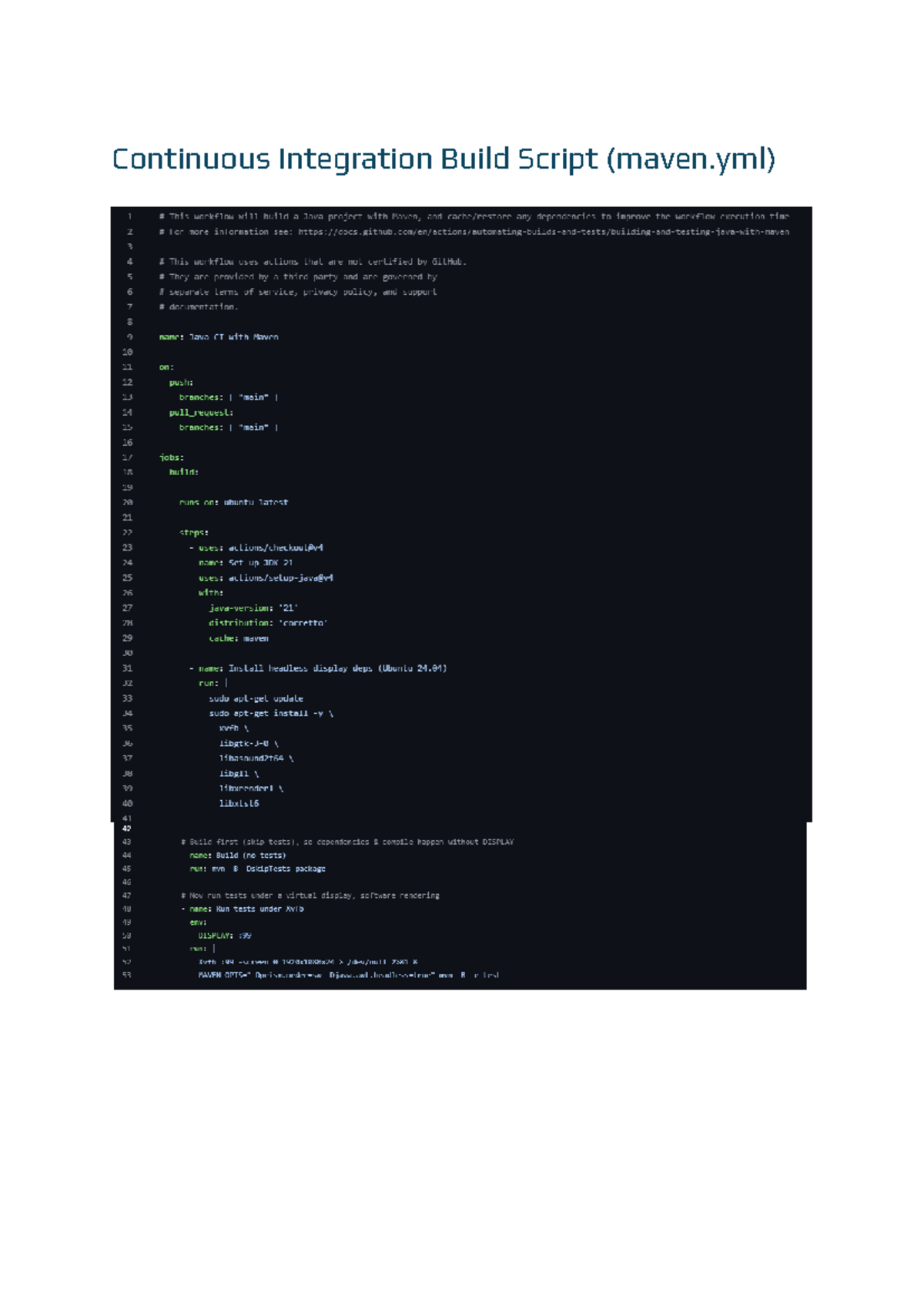 Java CI Build Script with Maven (maven.yml) - Studocu